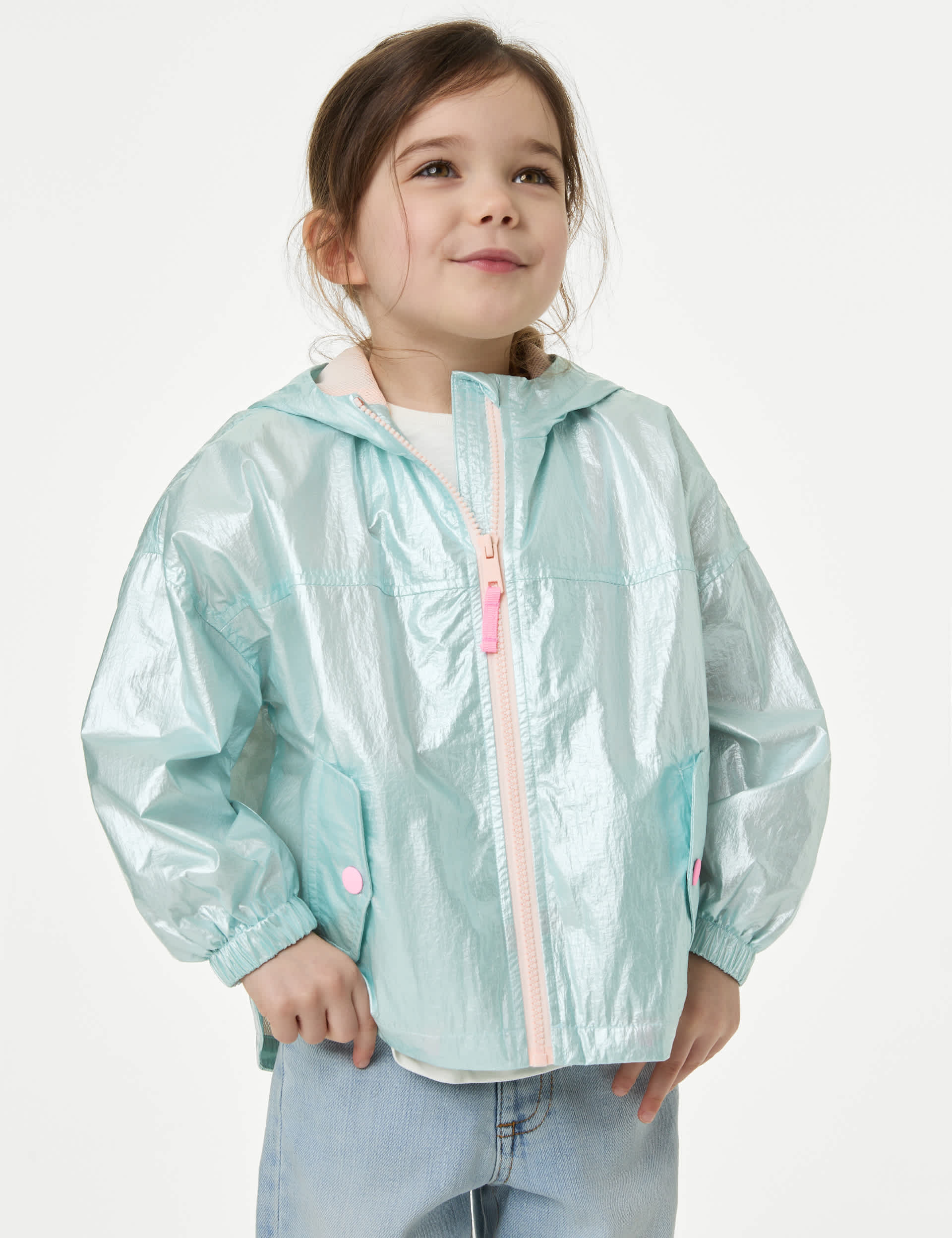 M&S Girls Metallic Windbreaker (2-8 Yrs) - 4-5 Y, Metallic