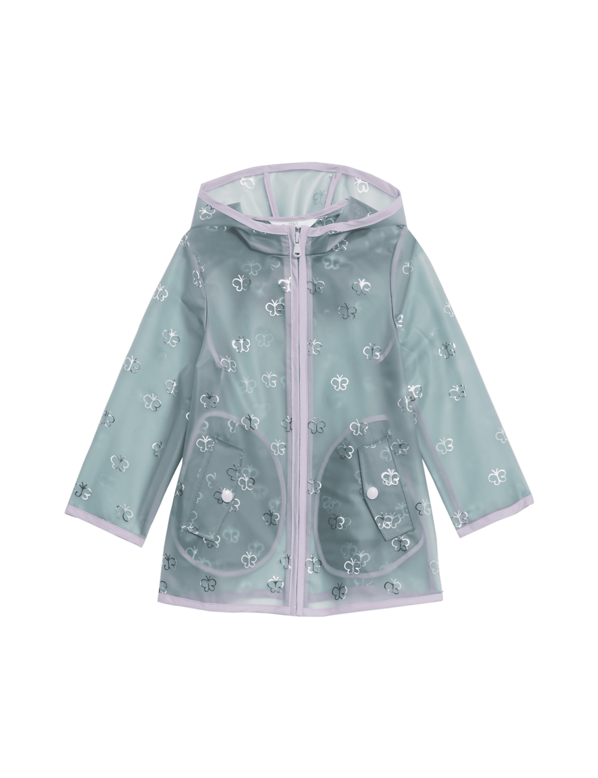 M&S Collection Girls Butterfly Raincoat (2-8 Yrs) - 6-7 Y - Aqua, Aqua