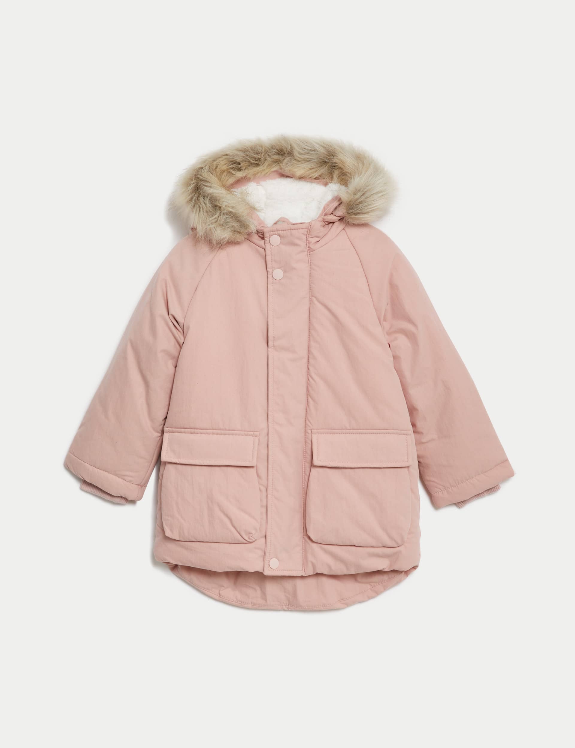 M&S Collection Girls Stormwear™ Cotton Rich Parka (2-8 Yrs) - 5-6 Y - Pink, Pink