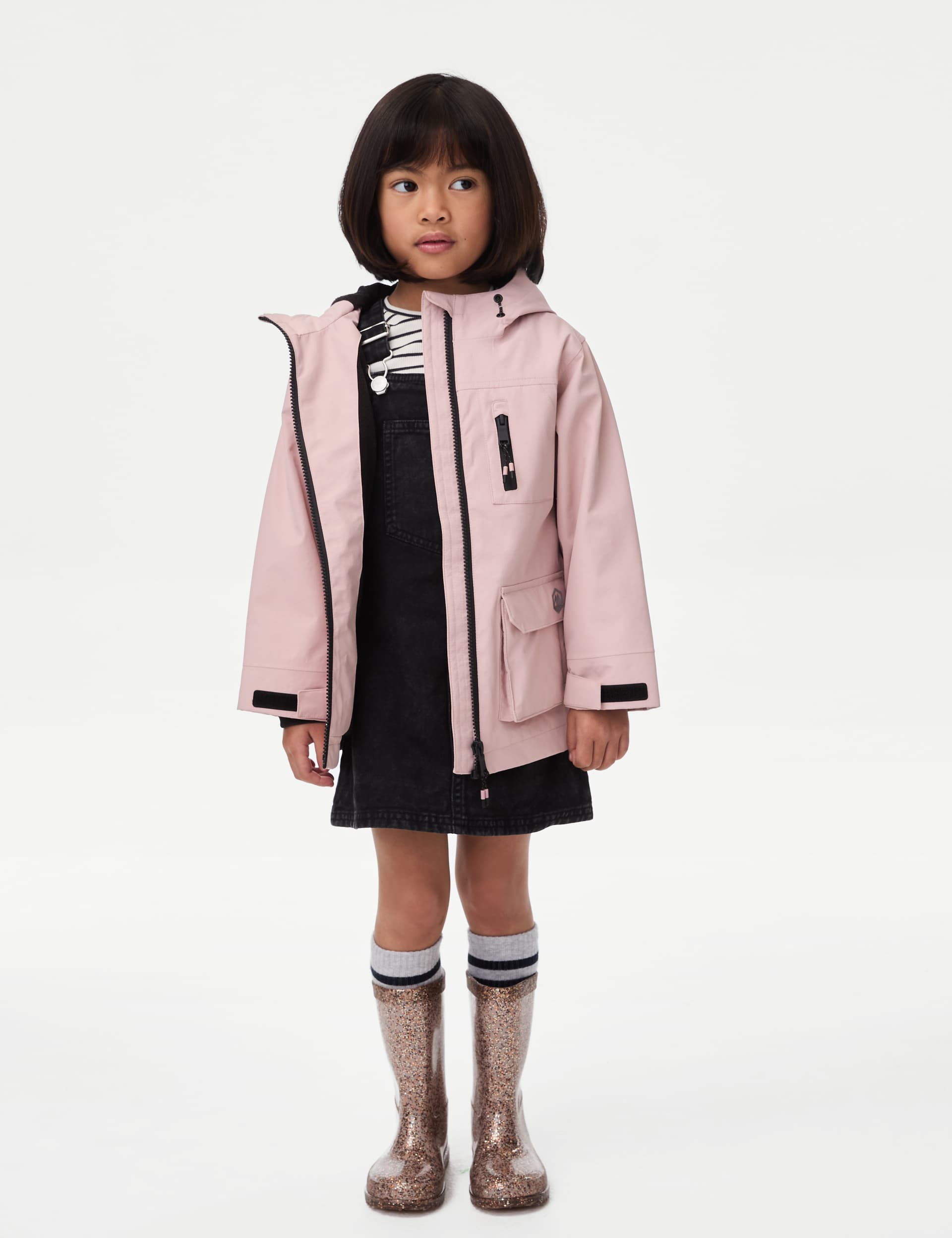 M&S Girls Waterproof Hooded Coat (2-8 Yrs) - 3-4 Y - Pink, Pink