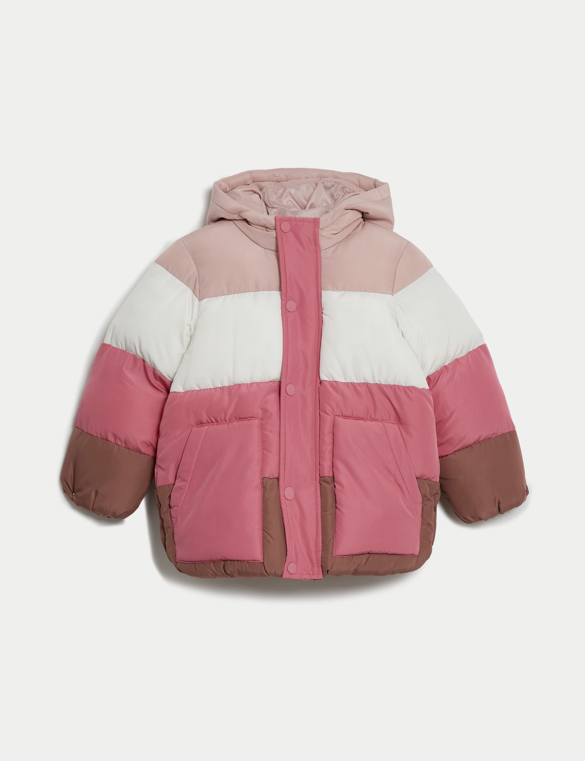 M&S Girls Colour Block Padded Coat (2-8 Yrs) - 6-7 Y - Pink Mix, Pink Mix