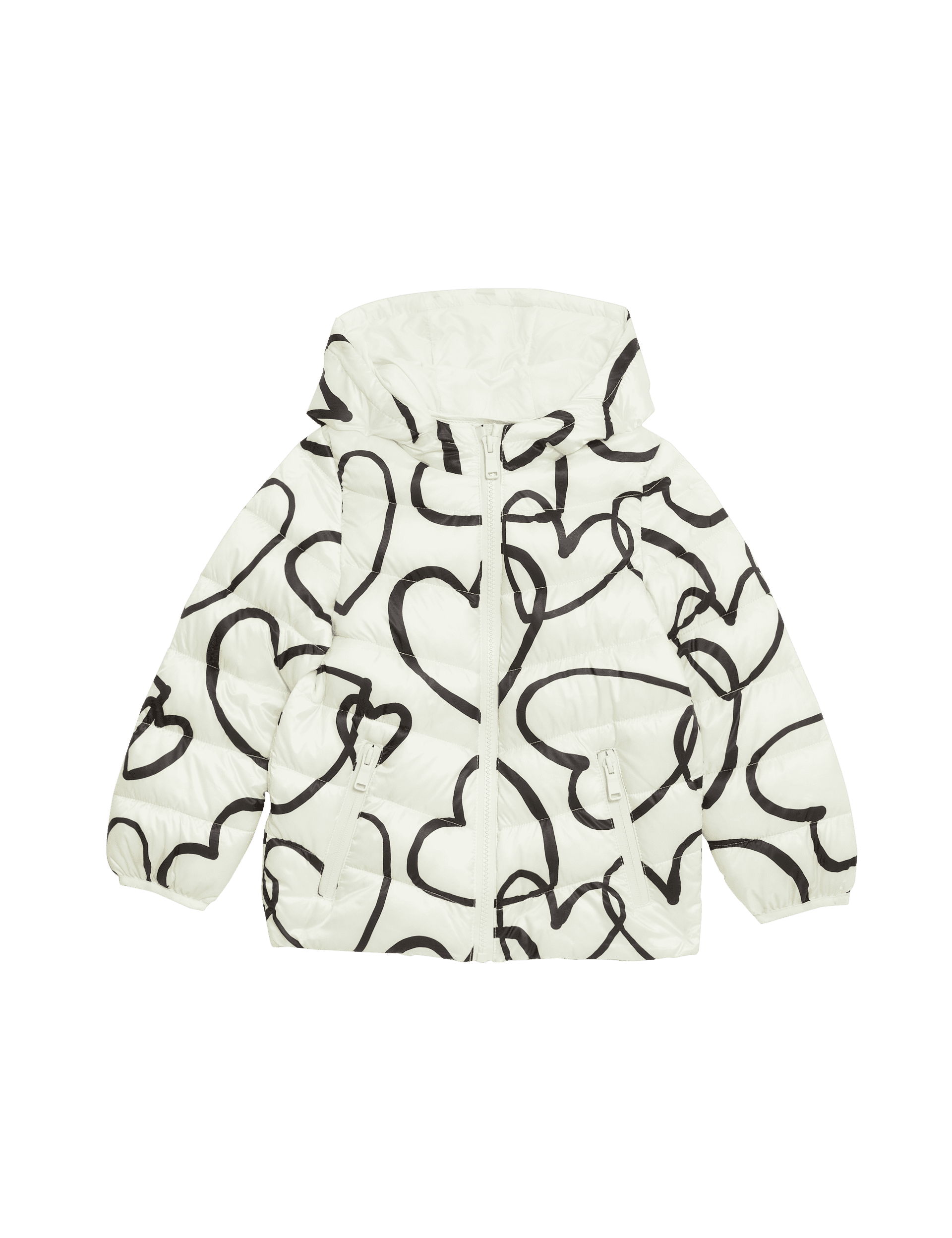 M&S Collection Heart Print Lightweight Padded Jacket (2-8 Yrs) - 6-7 Y - Multi, Multi