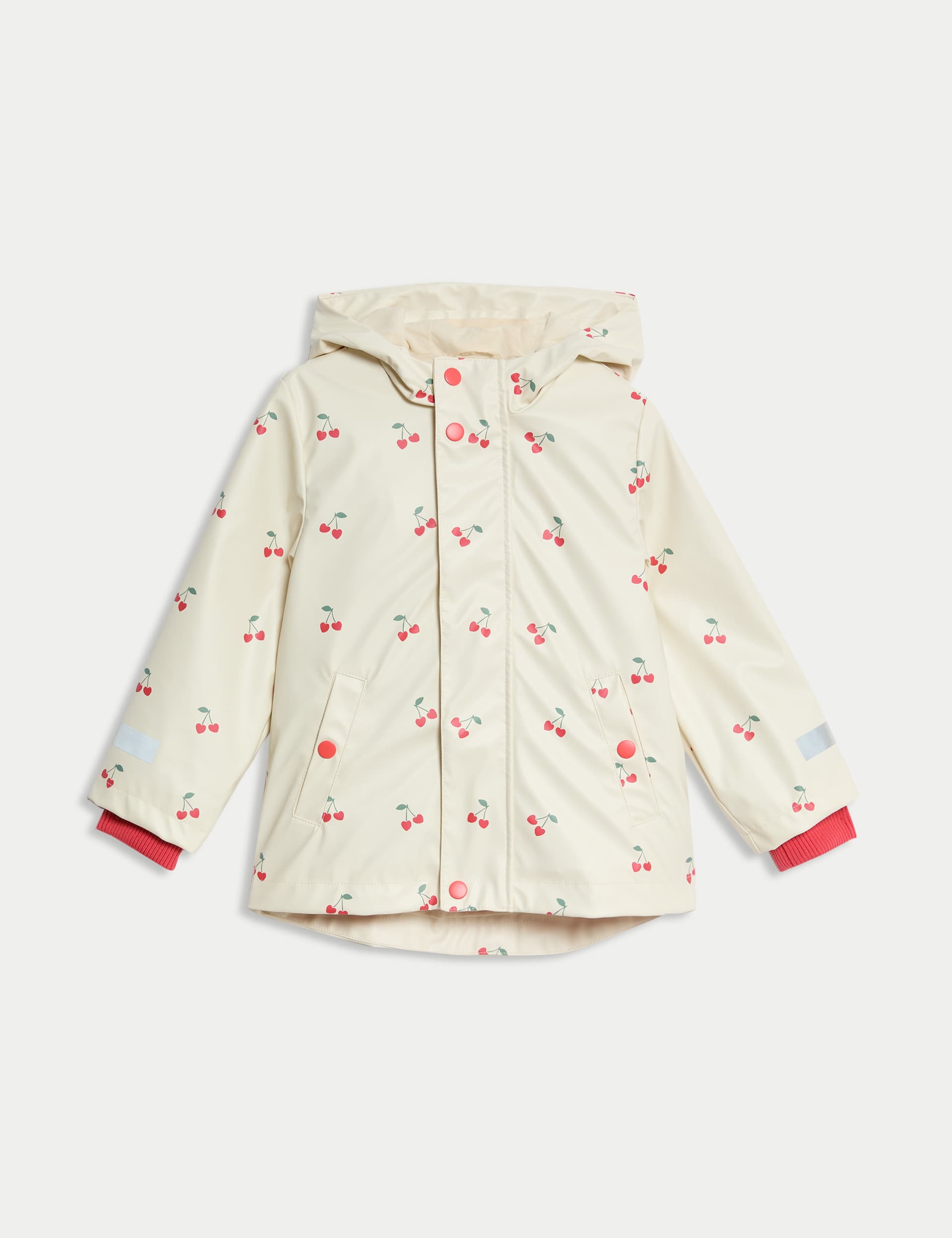 M&S Collection Girls 3-in-1 Cherry Print Fisherman Coat (2-8 Yrs) - 6-7 Y - Ivory Mix, Ivory Mix