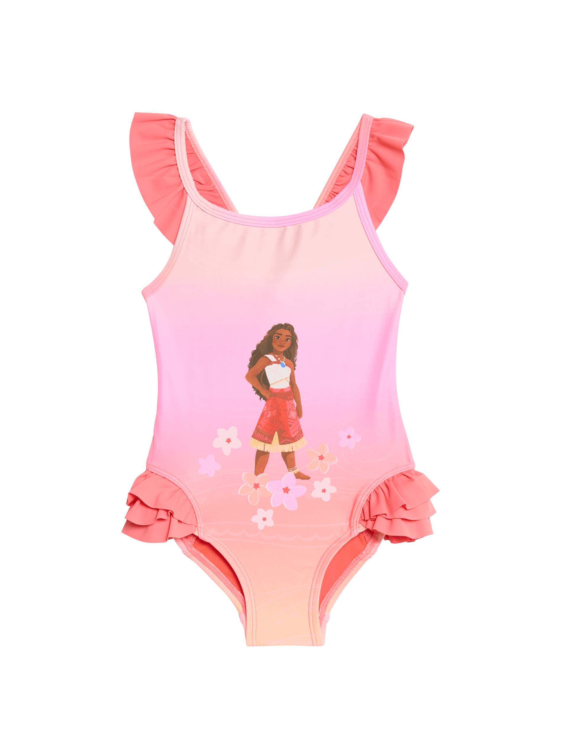 M&S Collection Girls Disney Princess Moana Ruffle Swimsuit (2-8 Yrs) - 3-4 Y - Pink Mix, Pink Mix