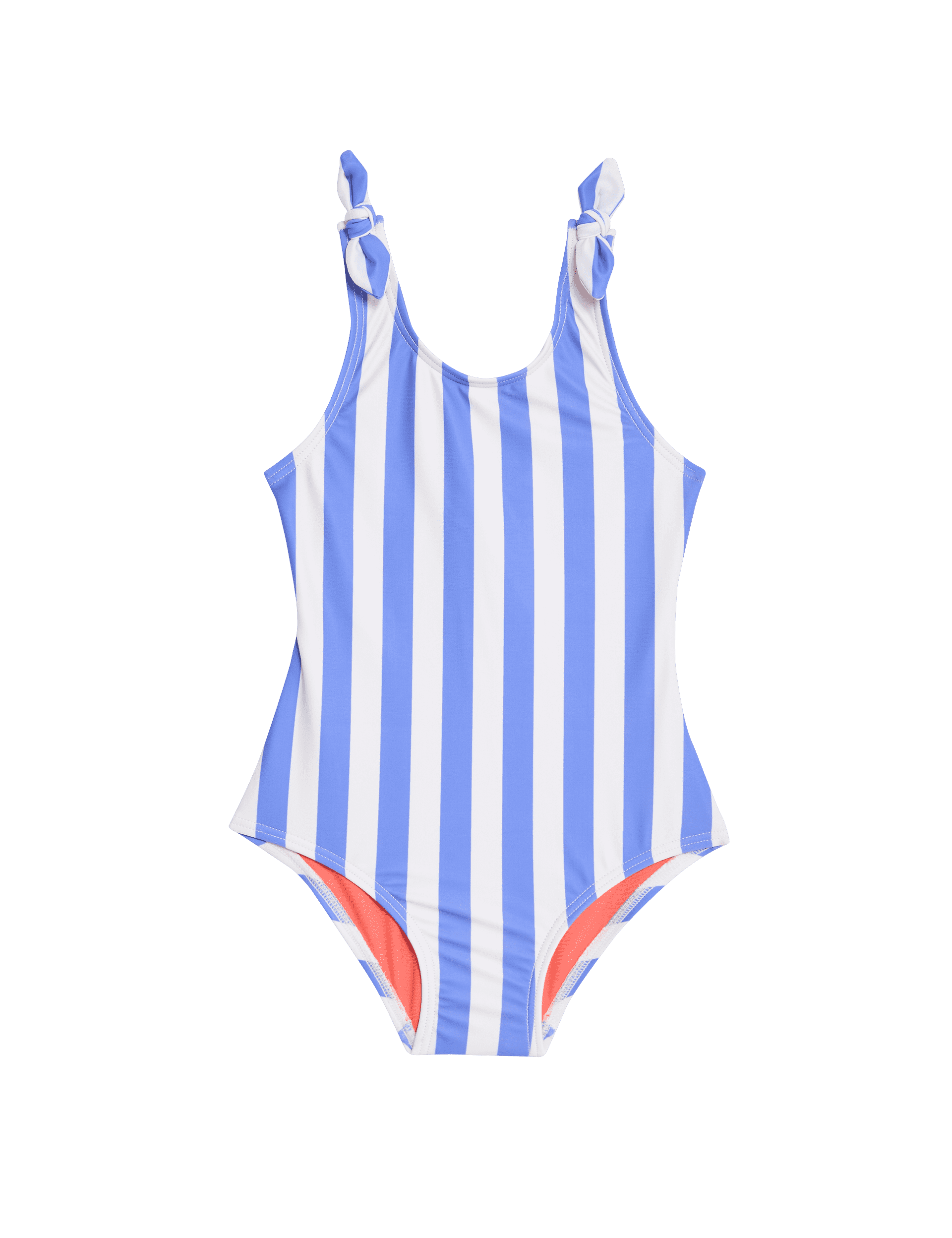 M&S Collection Girls Striped Swimsuit (2-8 Yrs) - 7-8 Y - Blue Mix, Blue Mix