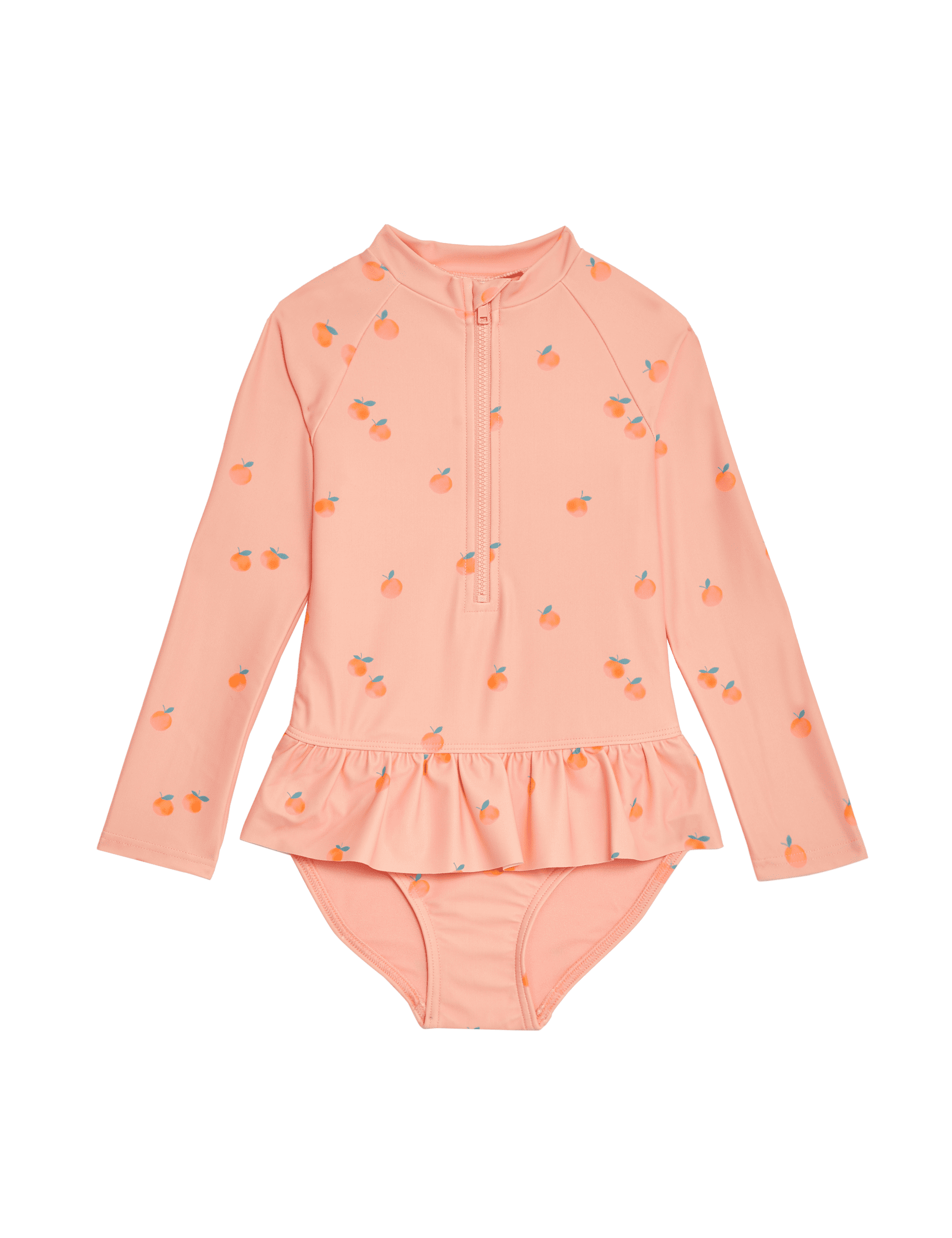 M&S Collection Girls Oranges Print Swimsuit (2-8 Yrs) - 5-6 Y - Orange Mix, Orange Mix