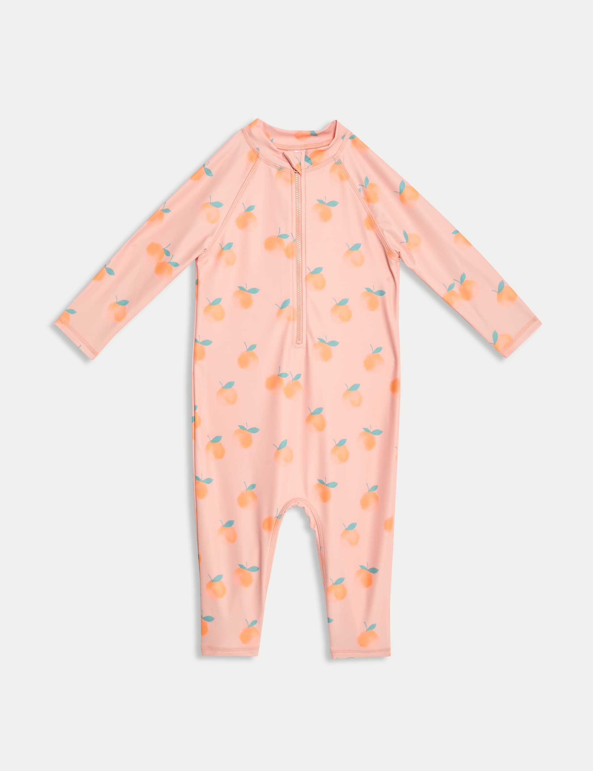 M&S Collection Girls Peach Long Sleeve All In One (2-8 Yrs) - 4-5 Y - Orange Mix, Orange Mix