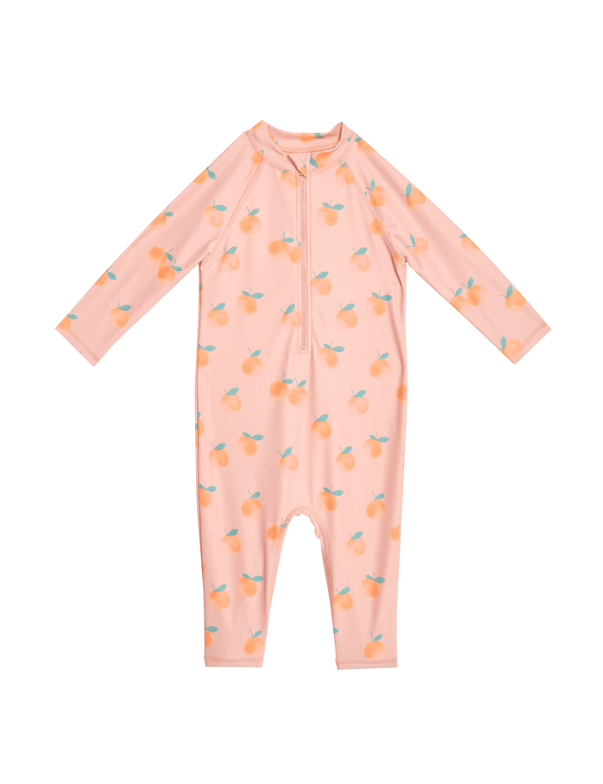 M&S Collection Girls Peach Long Sleeve All In One (2-8 Yrs) - 4-5 Y - Orange Mix, Orange Mix