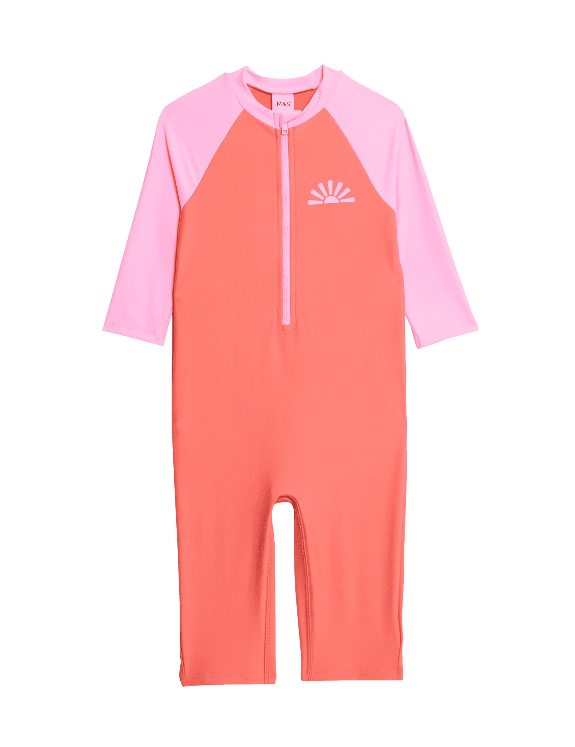 M&S Collection Girls Colourblock Long Sleeve All In One Swimsuit (2-8 Yrs) - 3-4 Y - Multi, Multi