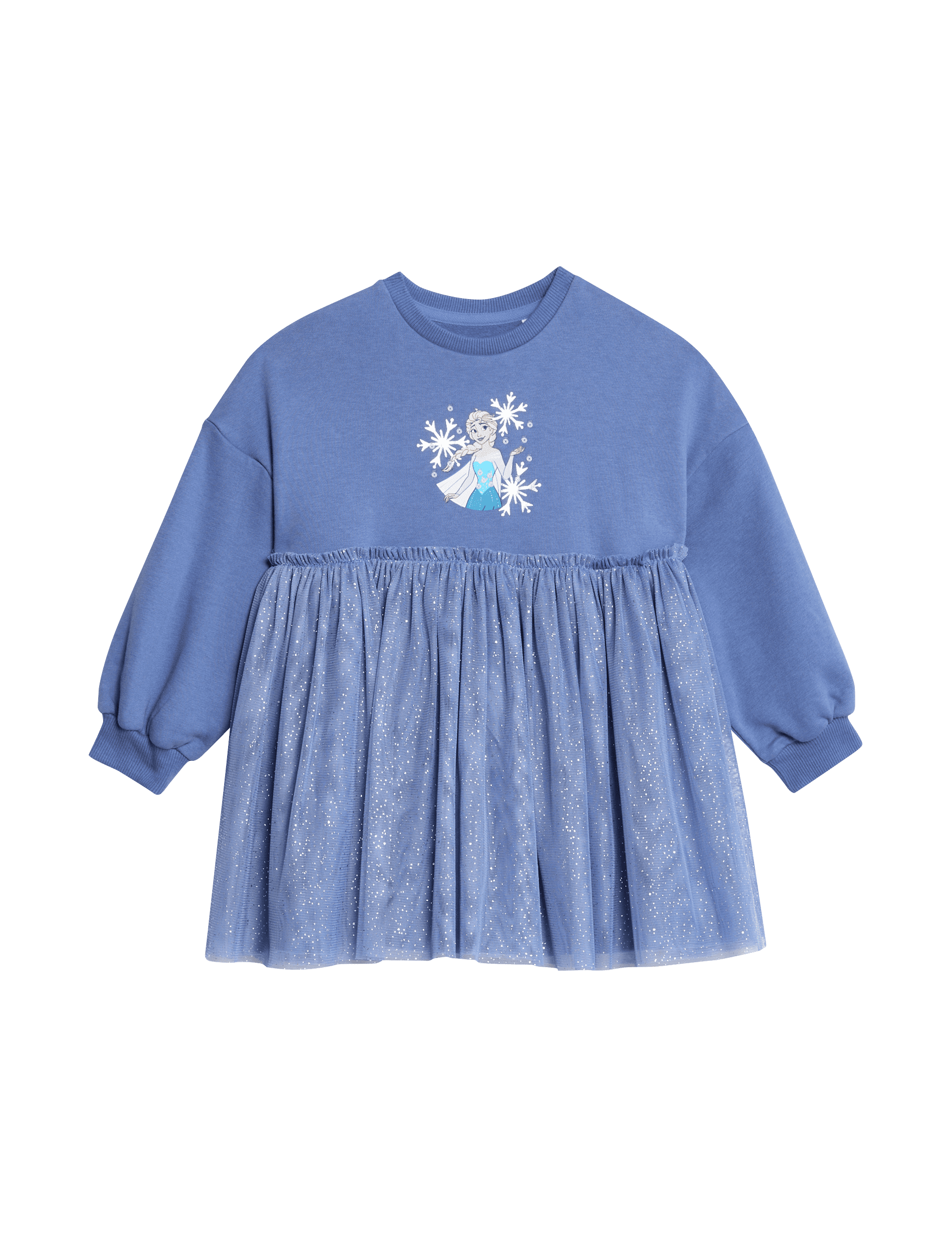 M&S Collection Girls Cotton Rich Disney Princess Tulle Dress (2-8 Yrs) - 6-7 Y - Blue, Blue