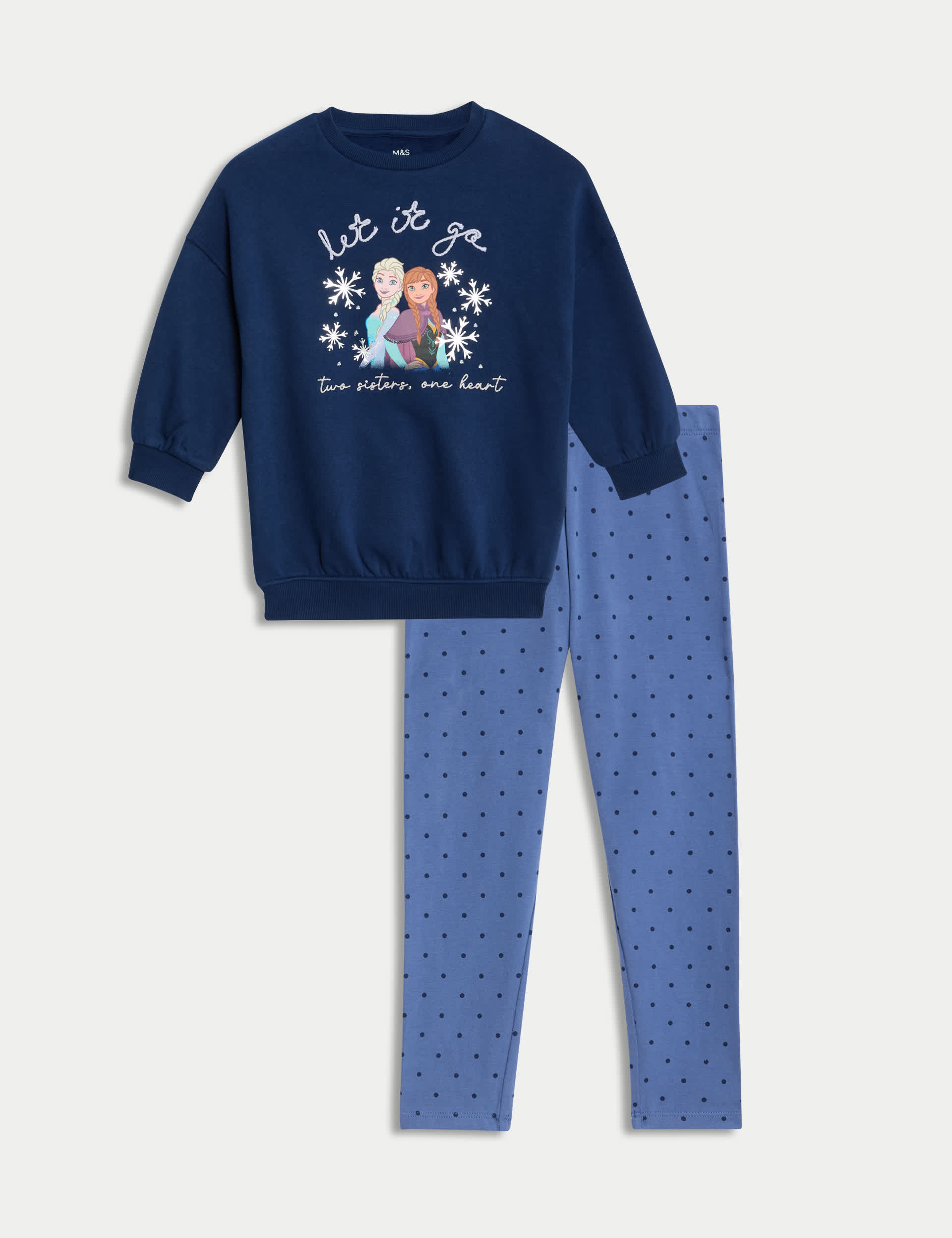 M&S Girls 2pc Cotton Rich Disney Frozen Outfit (2-8 Yrs) - 4-5 Y - Navy Mix, Navy Mix