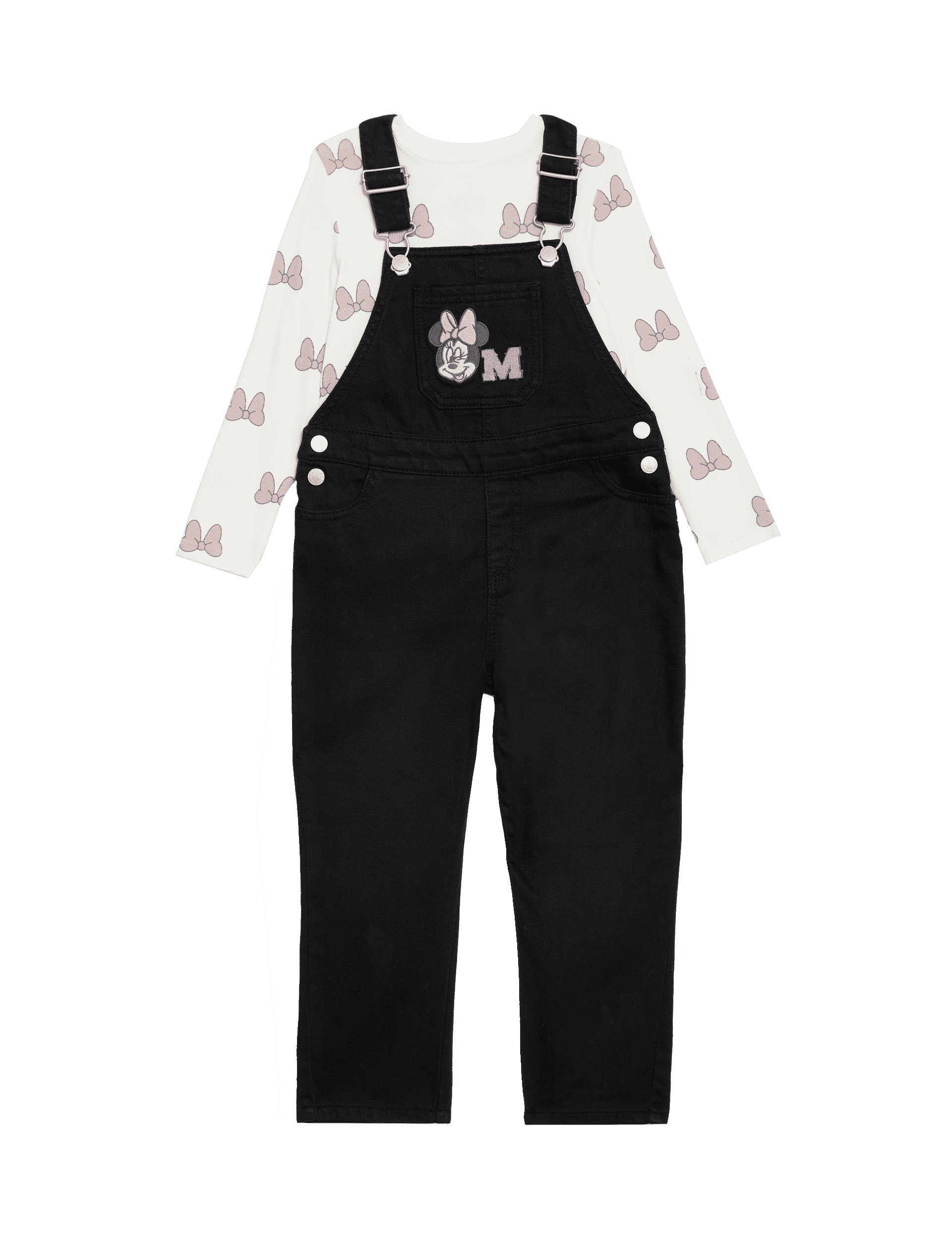 M&S Collection Girls 2pc Denim Minnie Mouse Outfit (2-8 Yrs) - 7-8 Y - Black Mix, Black Mix