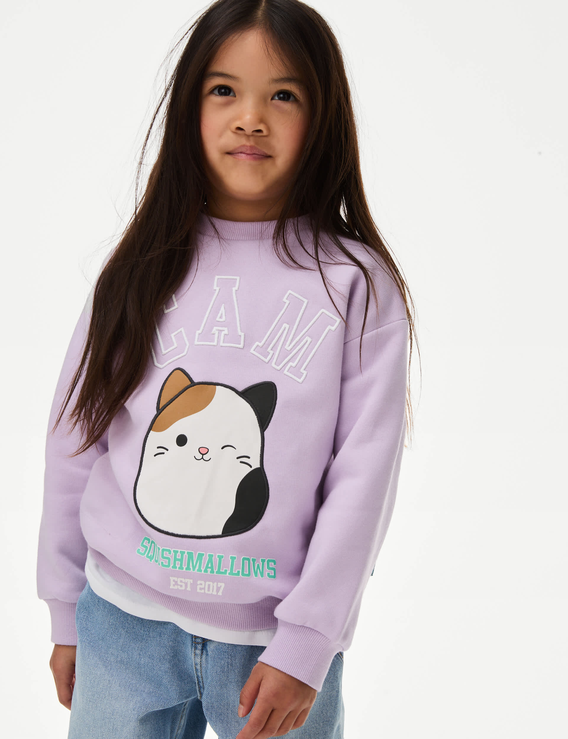 M&S Girls Squishmallows  Cotton Rich Sweatshirt (5-10 Yrs)