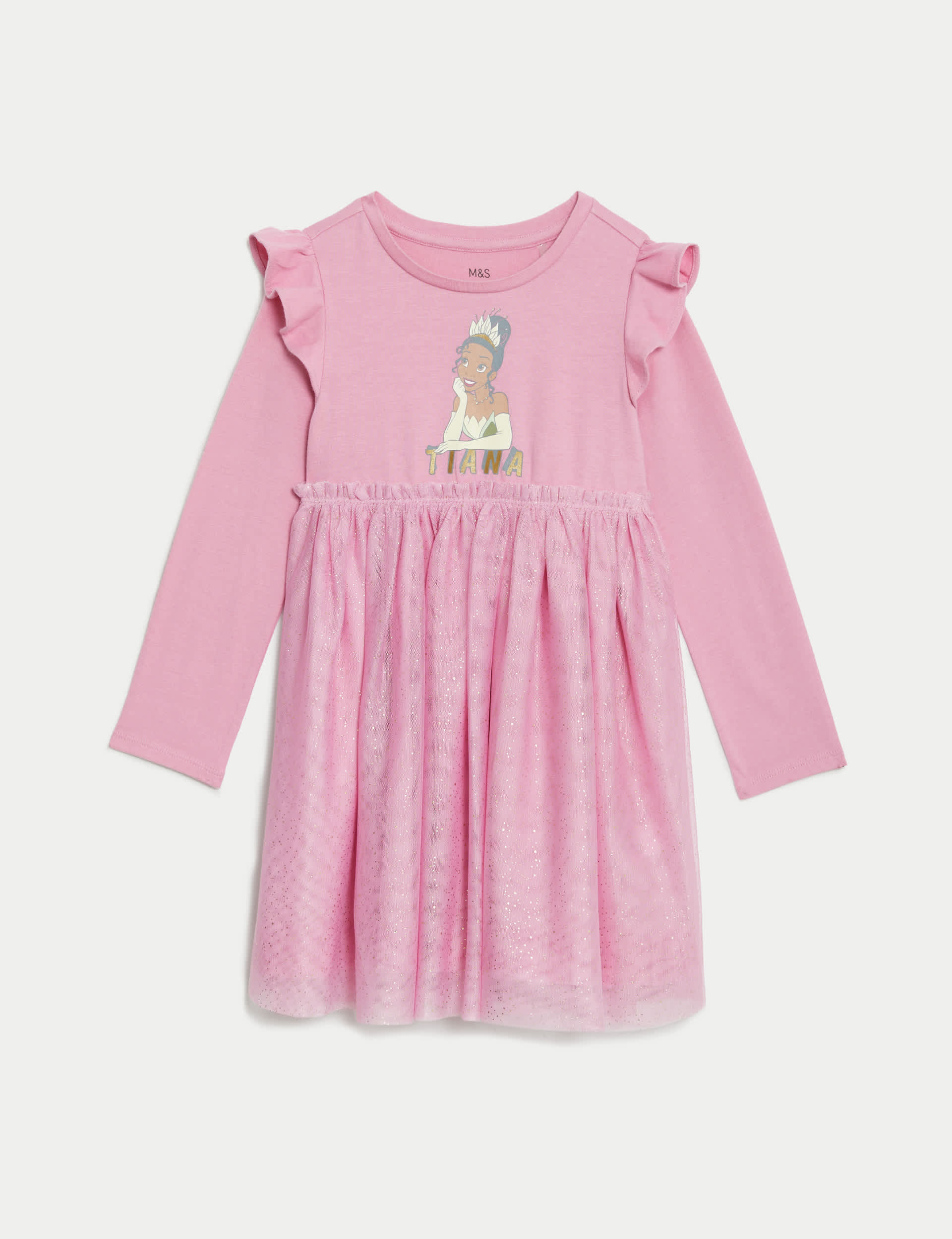 M&S Girls Cotton Rich Disney Princess Dress (2-8 Yrs) - 7-8 Y - Pink, Pink