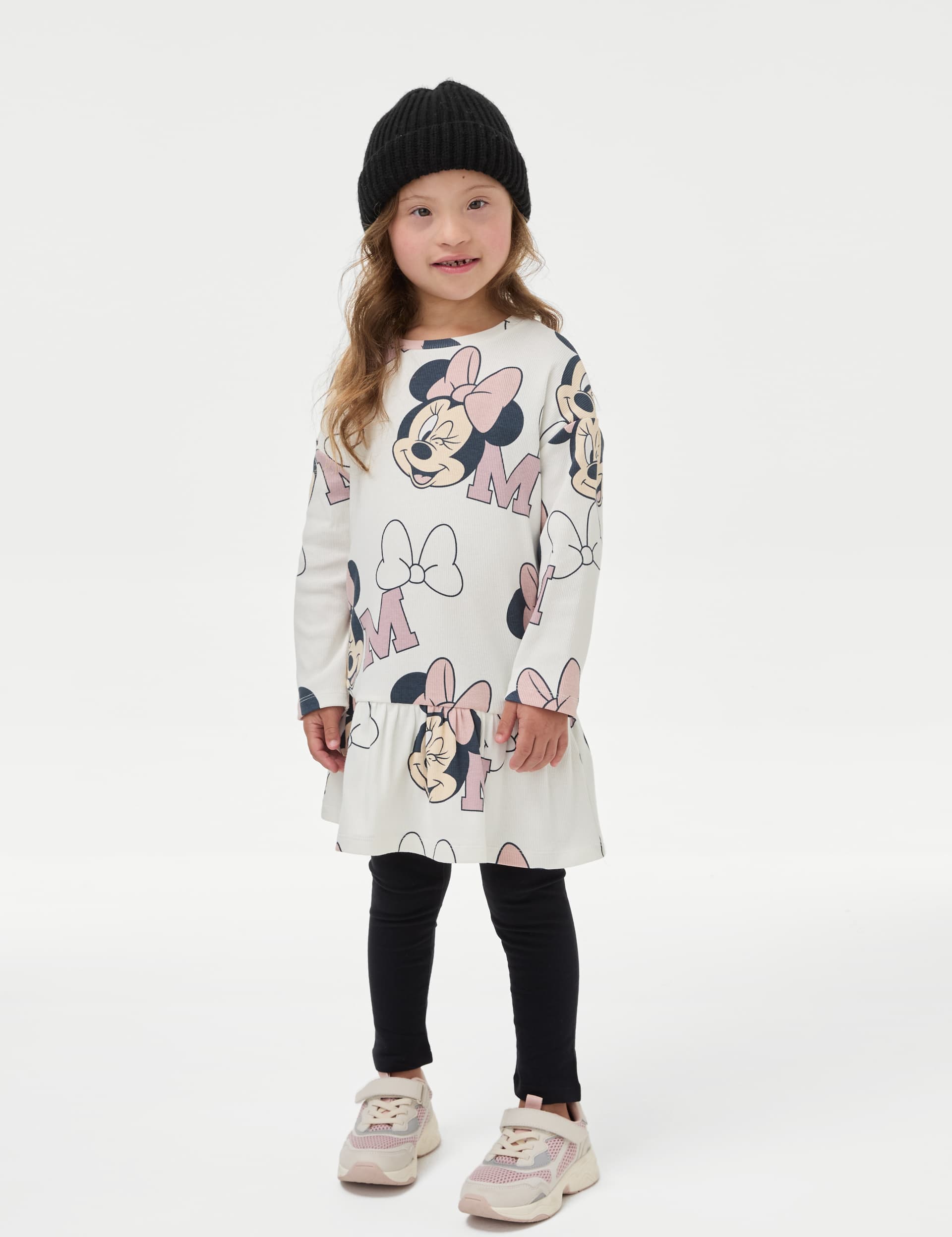 M&S Girls Cotton Rich Minnie Mouse  Tiered Dress (2-8 Yrs)