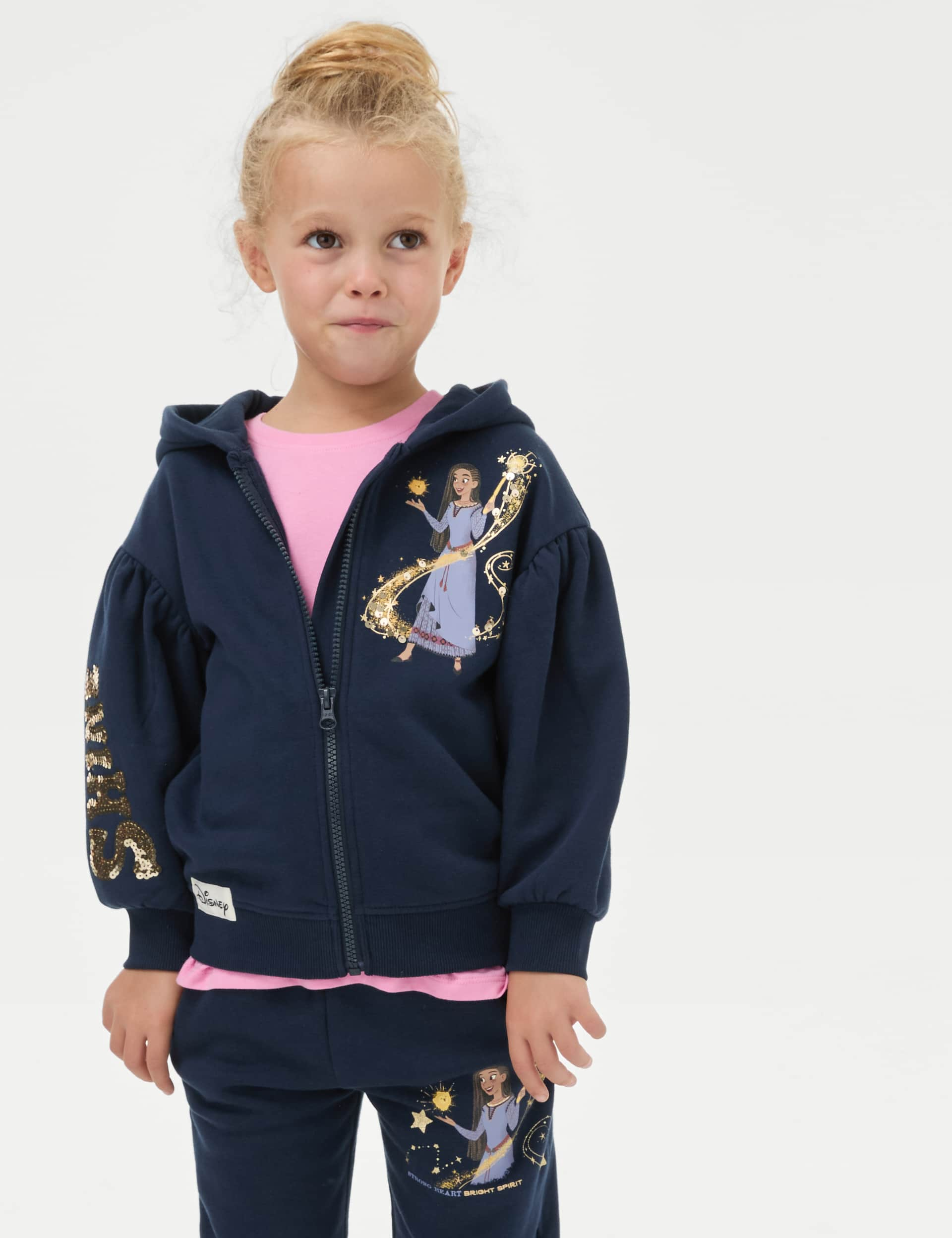 M&S Girls Cotton Rich Disney Princess Wish Sweatshirt (2-8 Yrs) - 4-5 Y - Navy, Navy