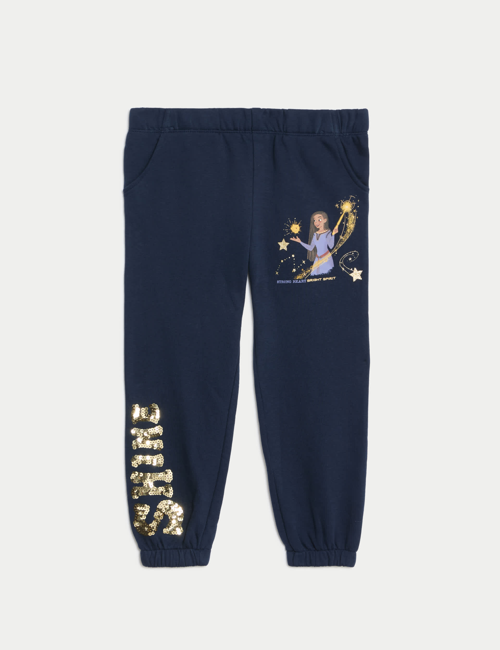 M&S Girls Cotton Rich Disney Princess Wish Joggers (2-8 Yrs) - 4-5 Y - Navy, Navy