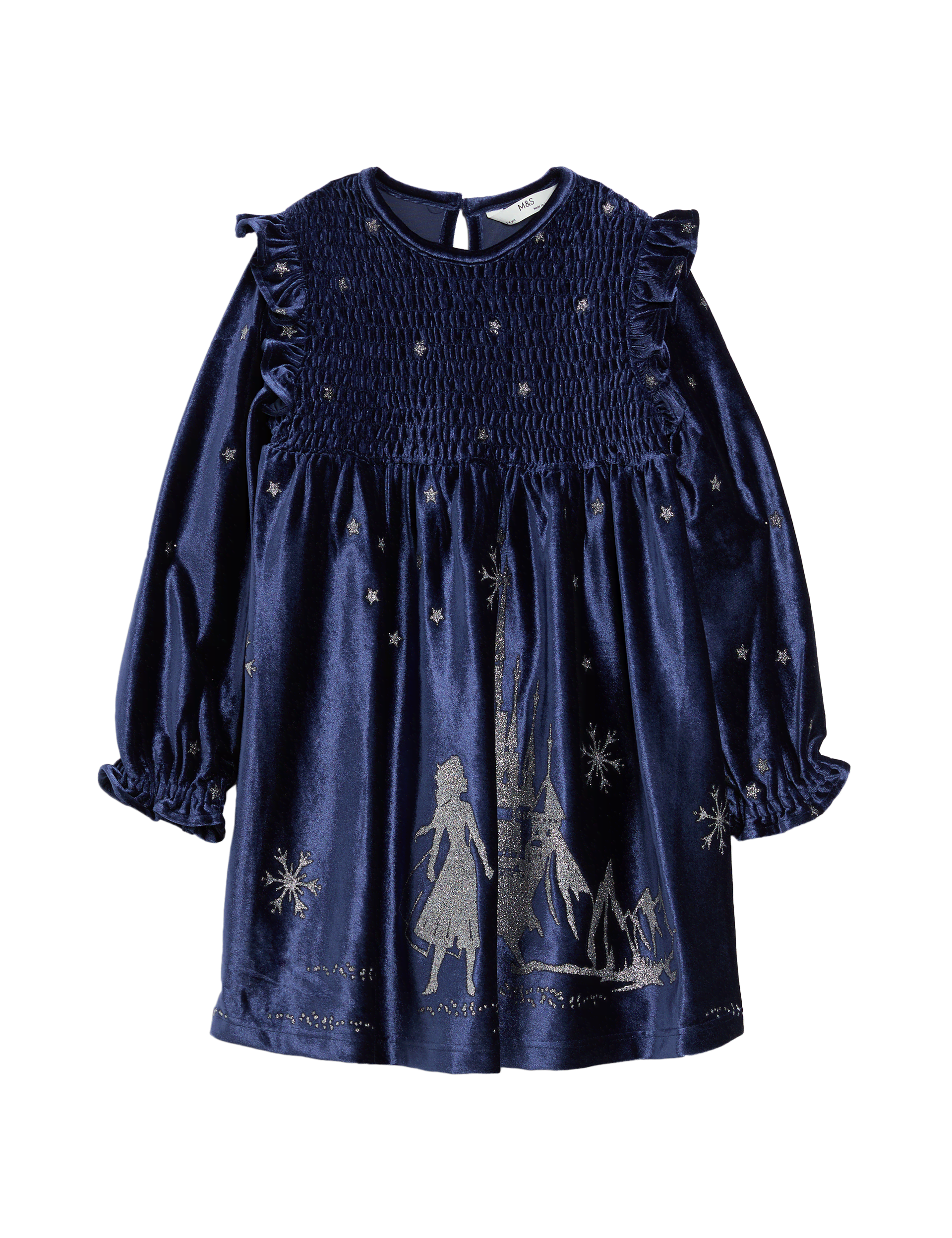 M&S Collection Girls Velvet Frozen Glitter Party Dress (2-8 Yrs) - 4-5 Y - Navy, Navy