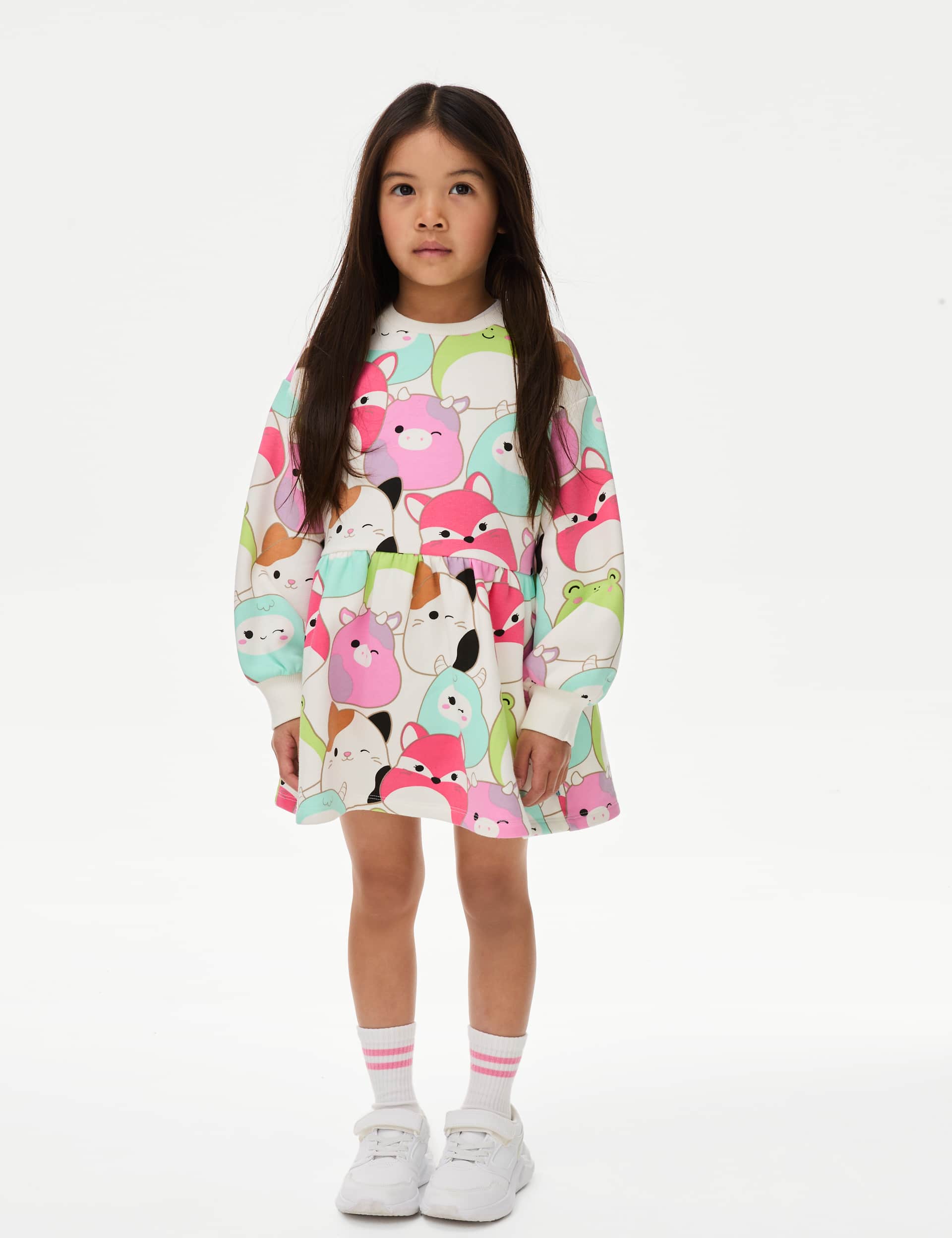 M&S Girls Squishmallows  Cotton Rich Sweatshirt Dress (5-10 Yrs)