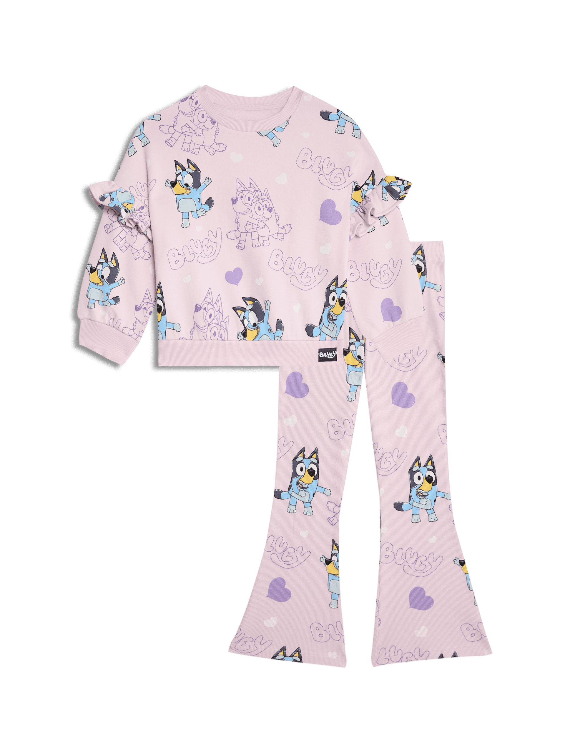 M&S Collection Girls 2pc Cotton Rich Bluey Top & Bottom Outfit (2-8 Yrs) - 4-5 Y - Lilac Mix, Lilac