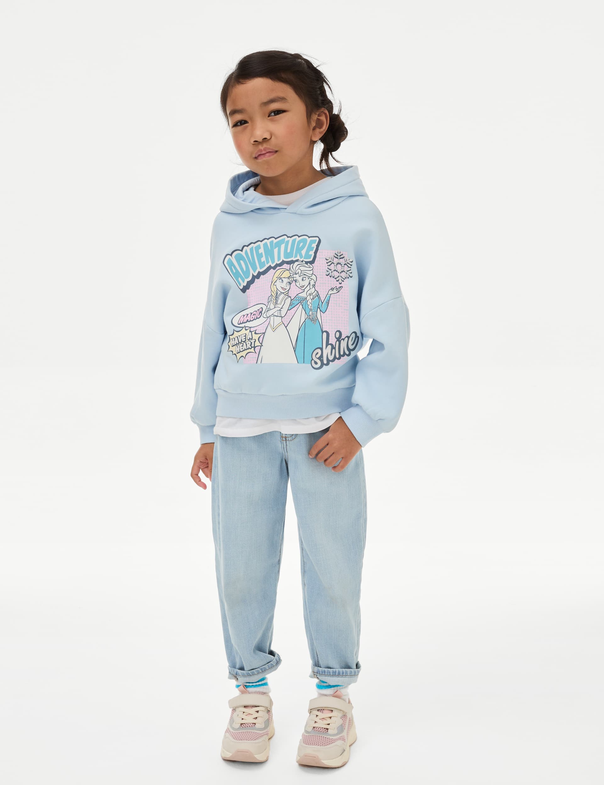 M&S Girls Cotton Rich Disney Frozen Hoodie (2-8 Yrs) - 4-5 Y - Blue, Blue