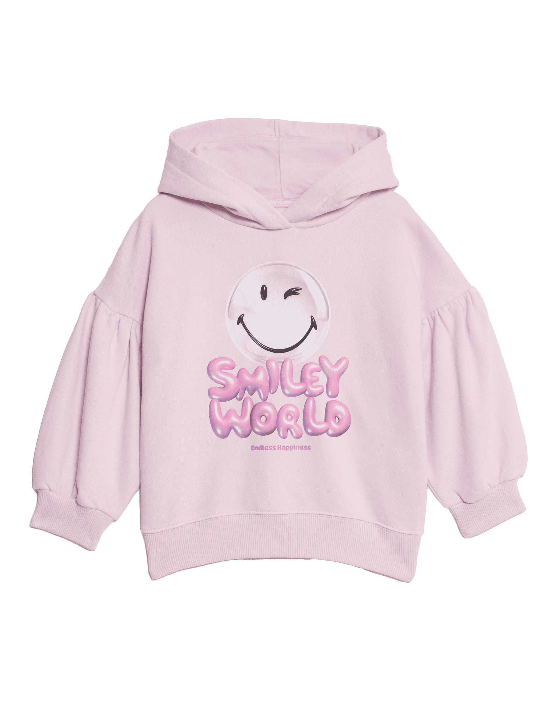 M&S Collection Girls Cotton Rich Smiley World Hoodie (2-16 Yrs) - 9-10Y - Light Lilac, Light Lilac