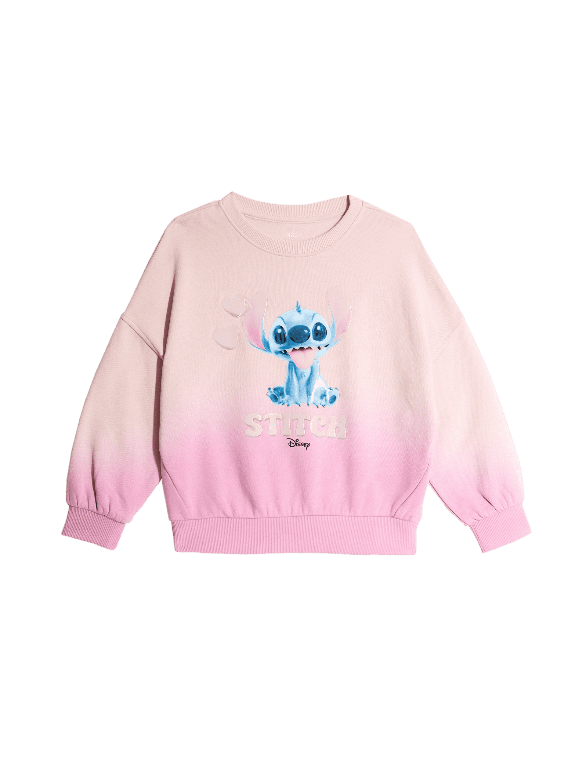 M&S Collection Girls Cotton Rich Lilo & Stitch Sweatshirt (2-8 Yrs) - 3-4 Y - Pink Mix, Pink Mix