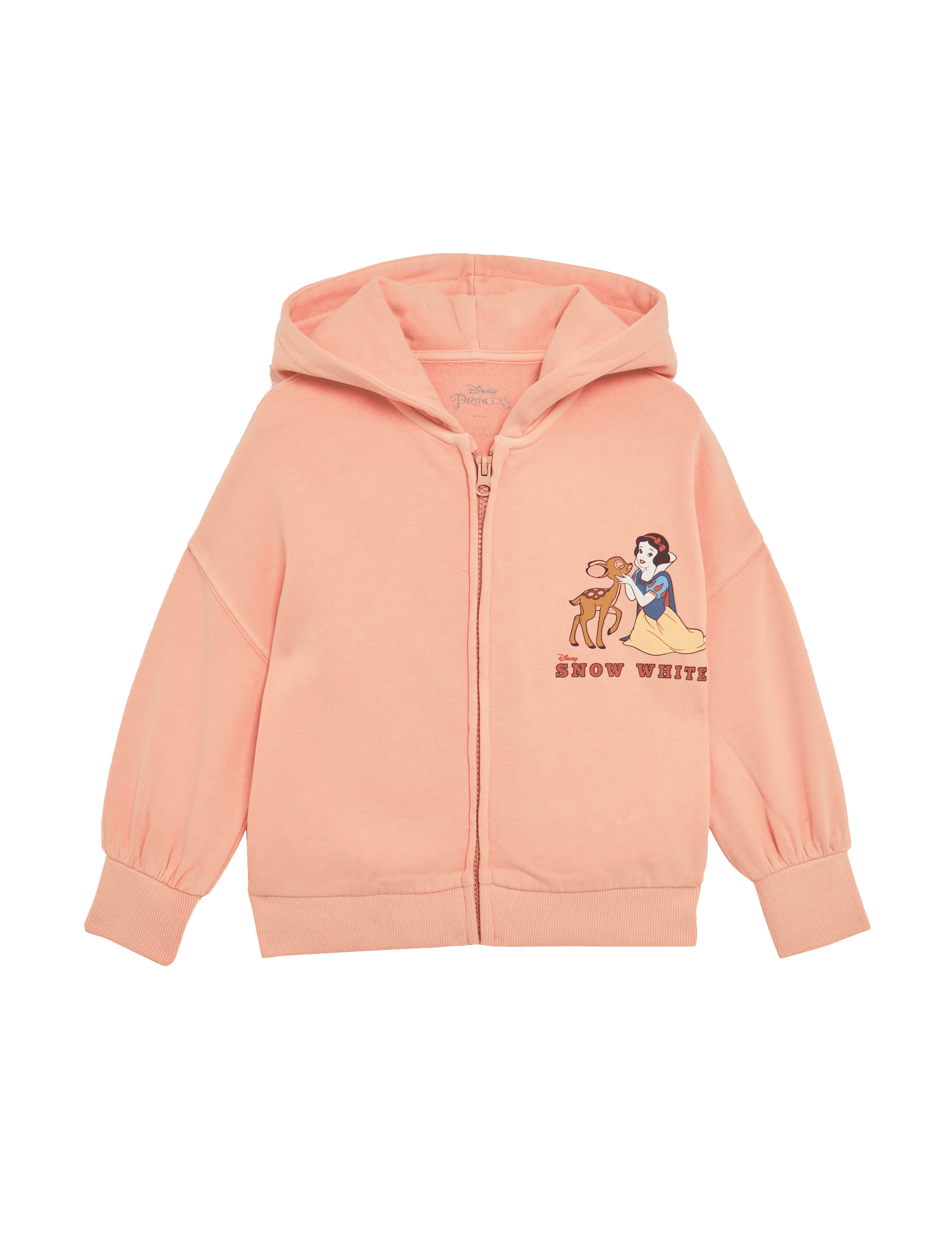 M&S Collection Girls Cotton Rich Disney Snow White Zip Hoodie (1-8 Yrs) - 3-4 Y - Peach, Peach