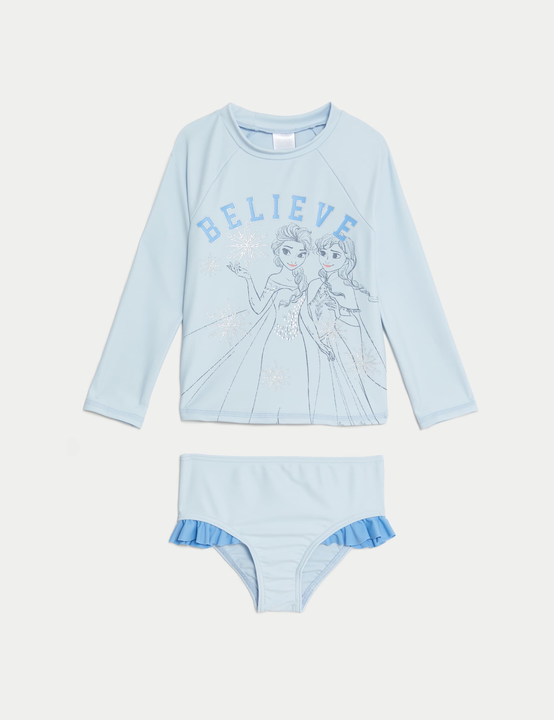 M&S Girls 2pc Disney Frozen Long Sleeve Swim Set (2-8 Yrs) - 2-3 Y - Blue, Blue