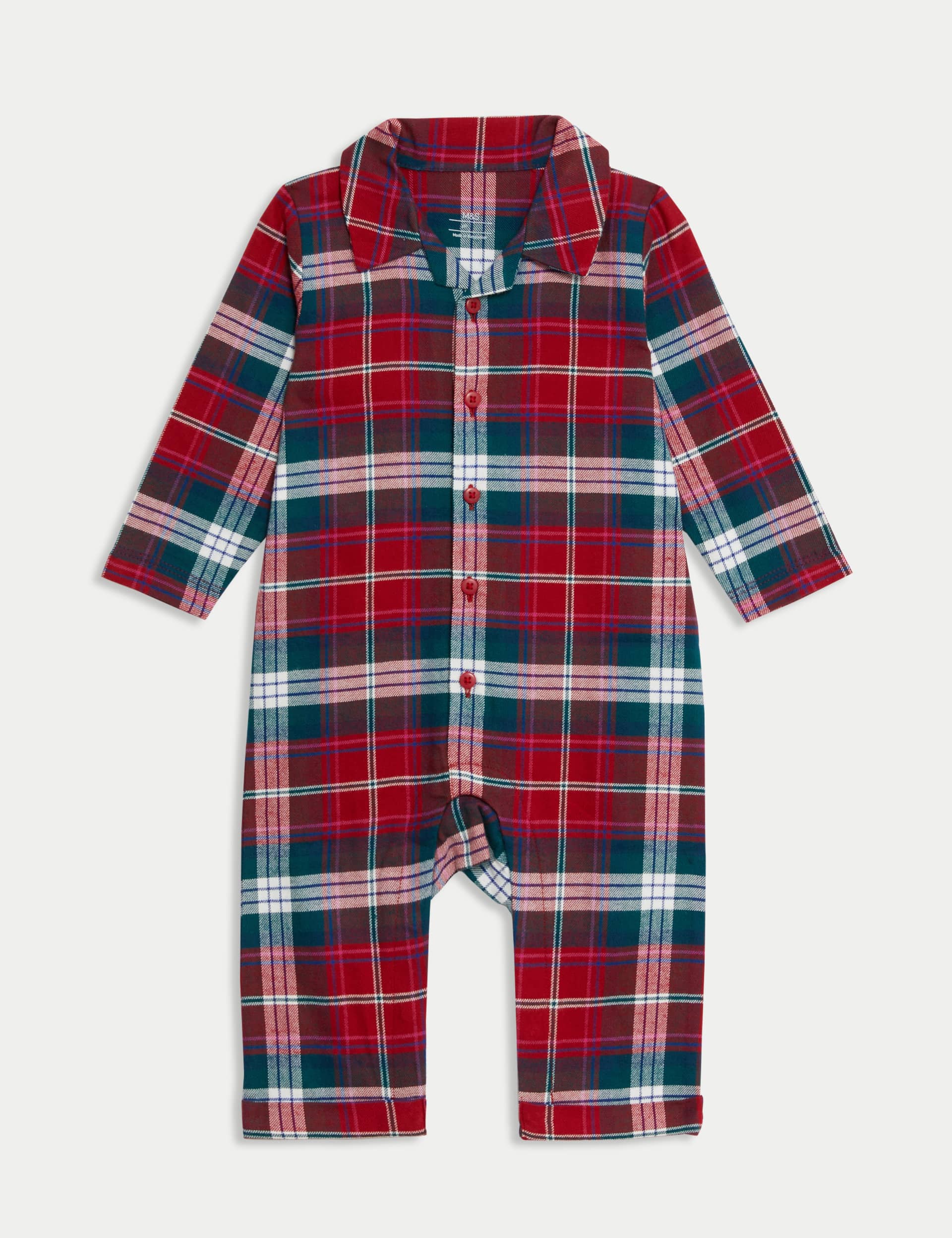 M&S Kids Checked Family Christmas Romper (0-3 Yrs) - 12-18 - Red Mix, Red Mix