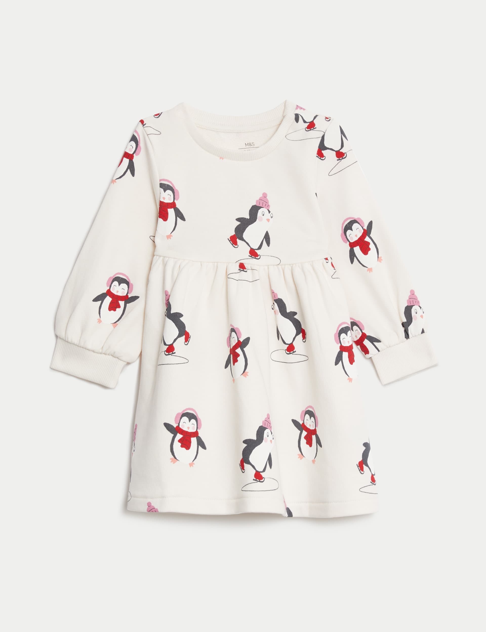 M&S Girls Cotton Rich Penguin Dress (0-3 Yrs)