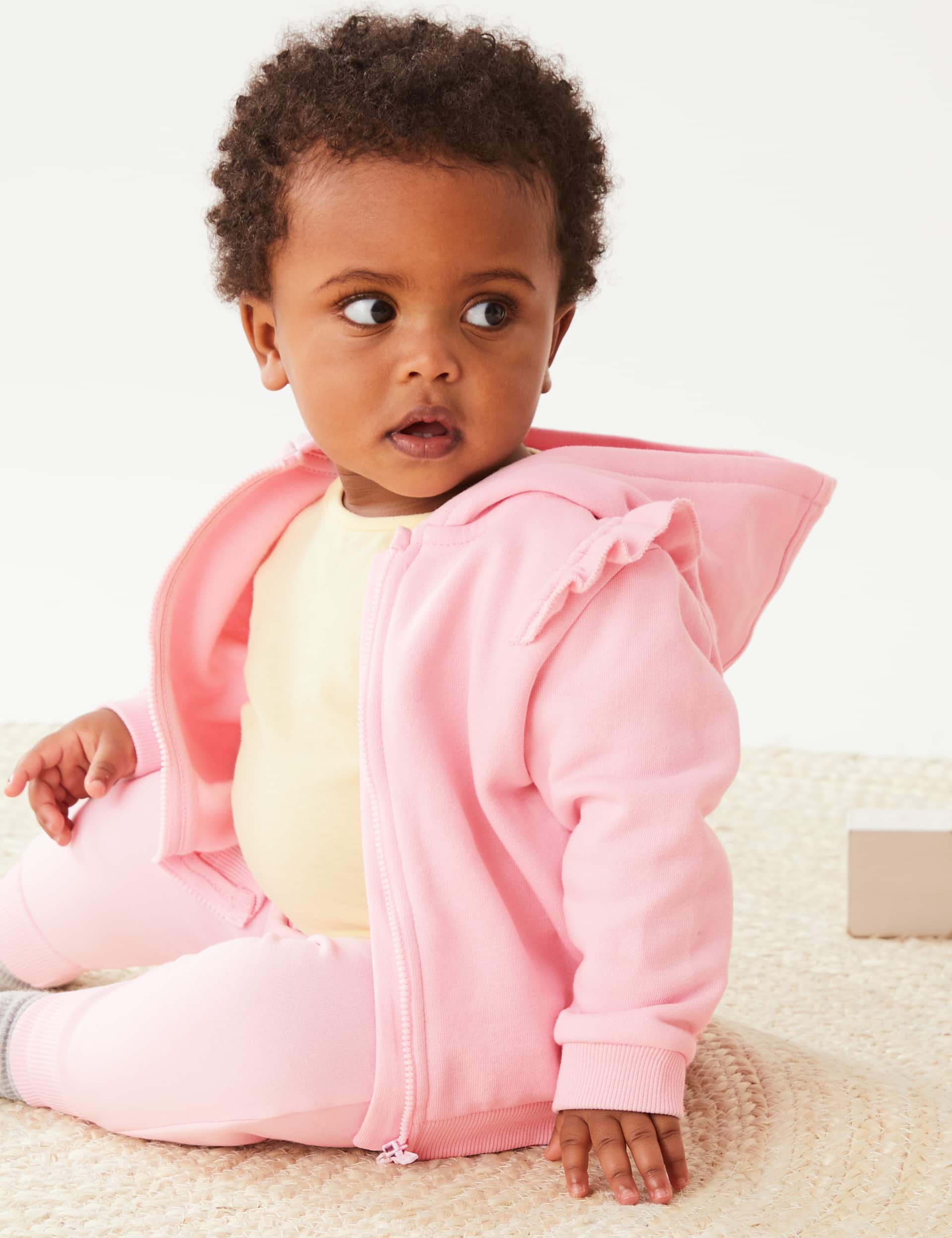 M&S Girls Cotton Rich Hoodie (0-3 Yrs)