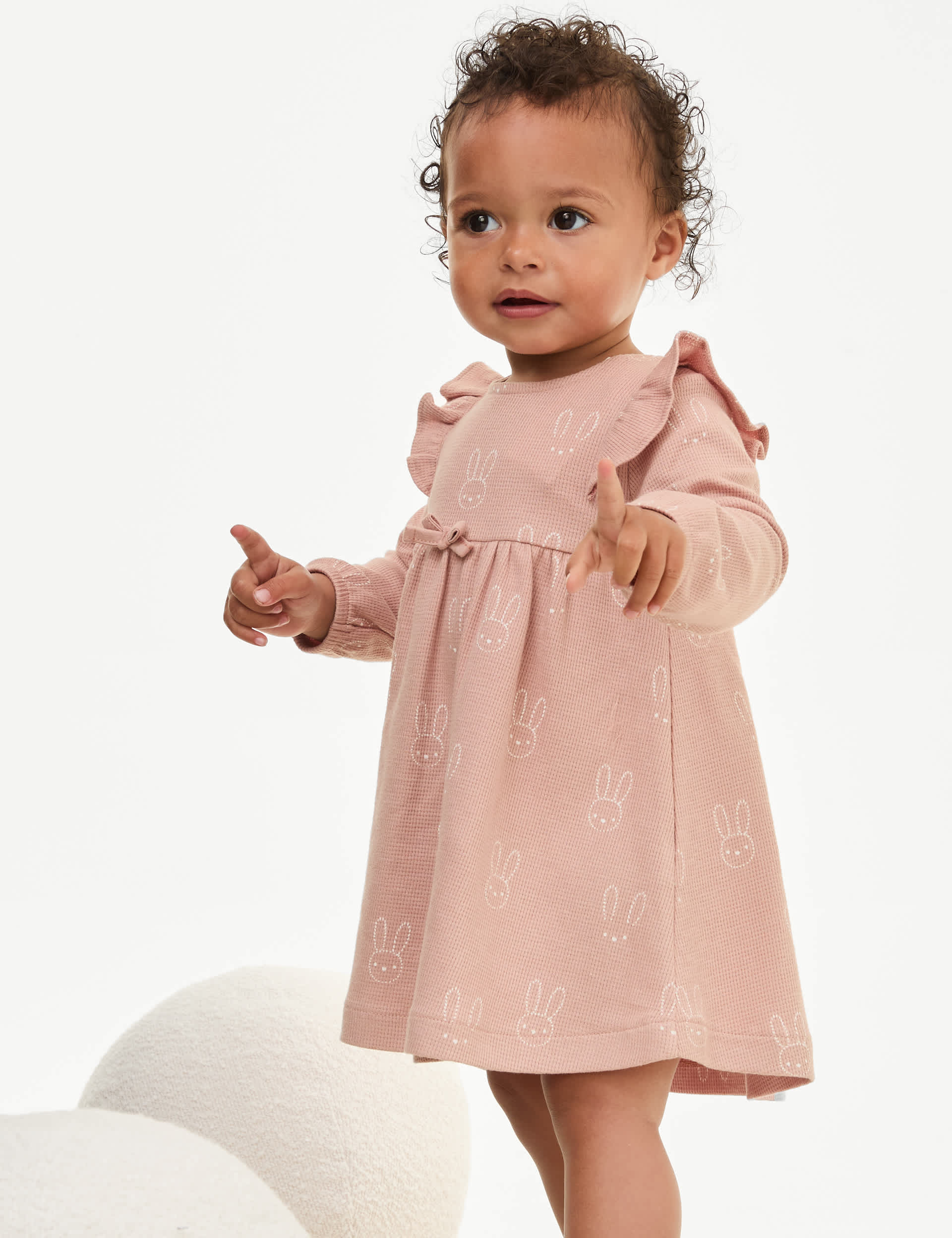M&S Girls Pure Cotton Bunny Print Dress (0-3 Yrs)