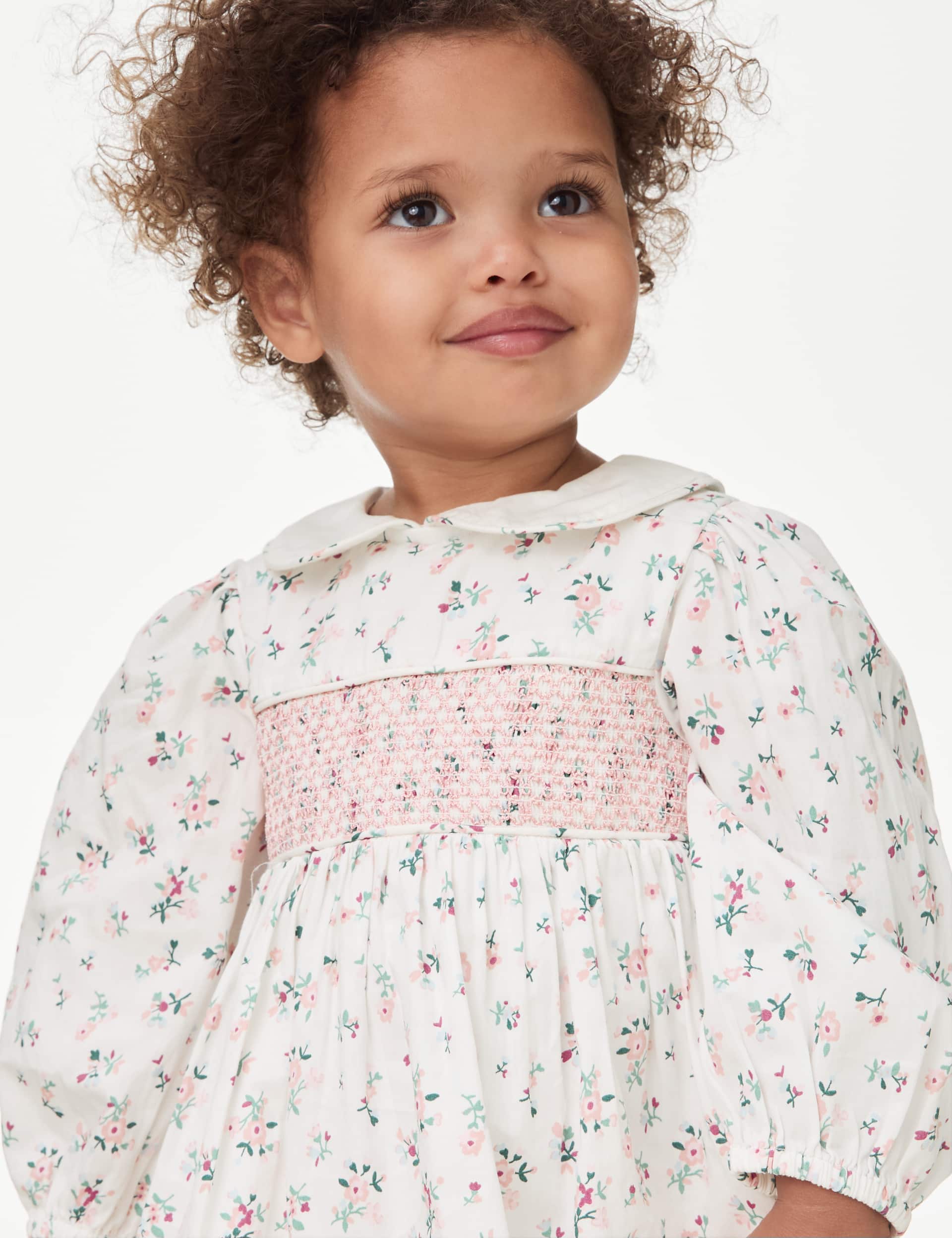 M&S Girls Pure Cotton Print Smock Dress (0-3 Yrs)