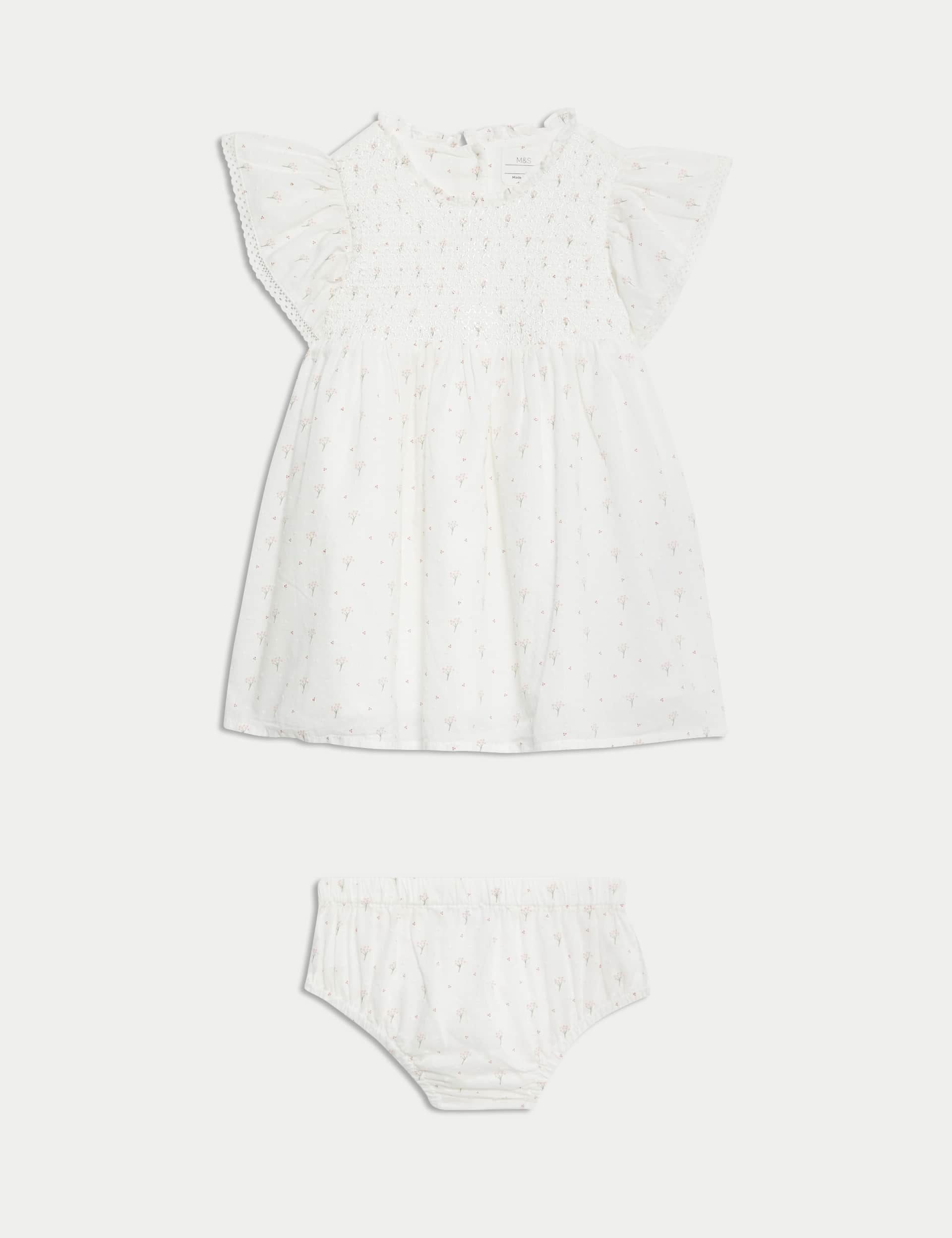 M&S Collection Girls 2pc Pure Cotton Outfit (0-3 Yrs) - 12-18 - Ivory, Ivory