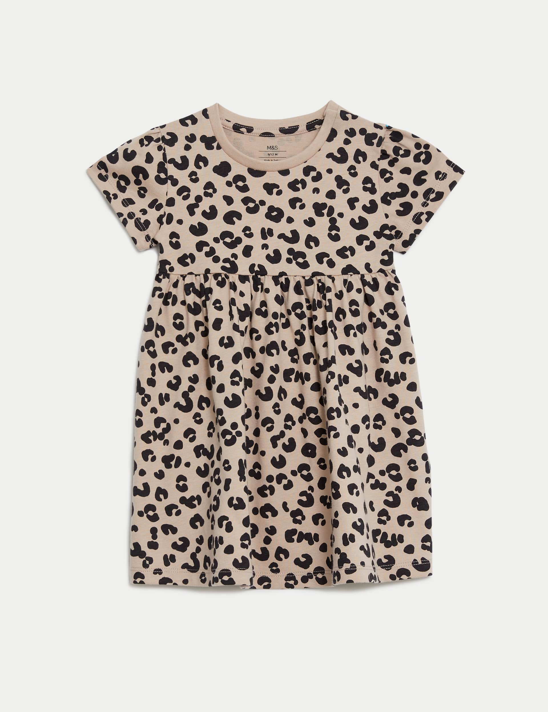M&S Girls Pure Cotton Animal Print Dress (0-3 Yrs)