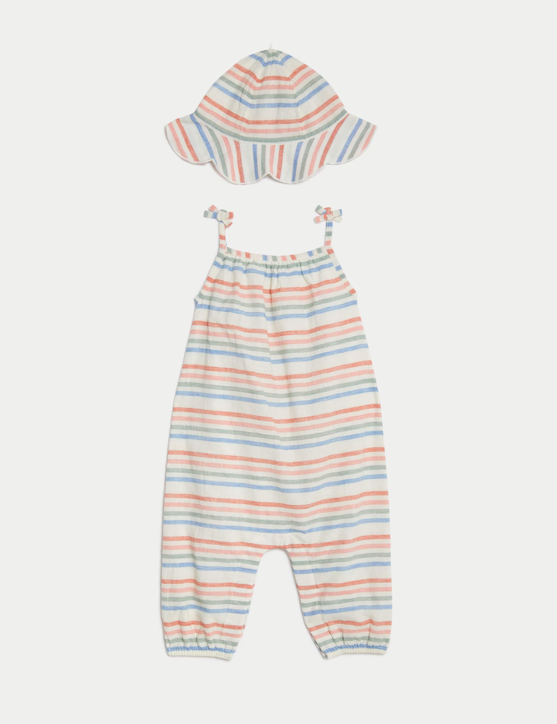 M&S Girls 2pc Cotton Rich Striped Outfit (0-3 Yrs) - 0-3 M - Multi, Multi