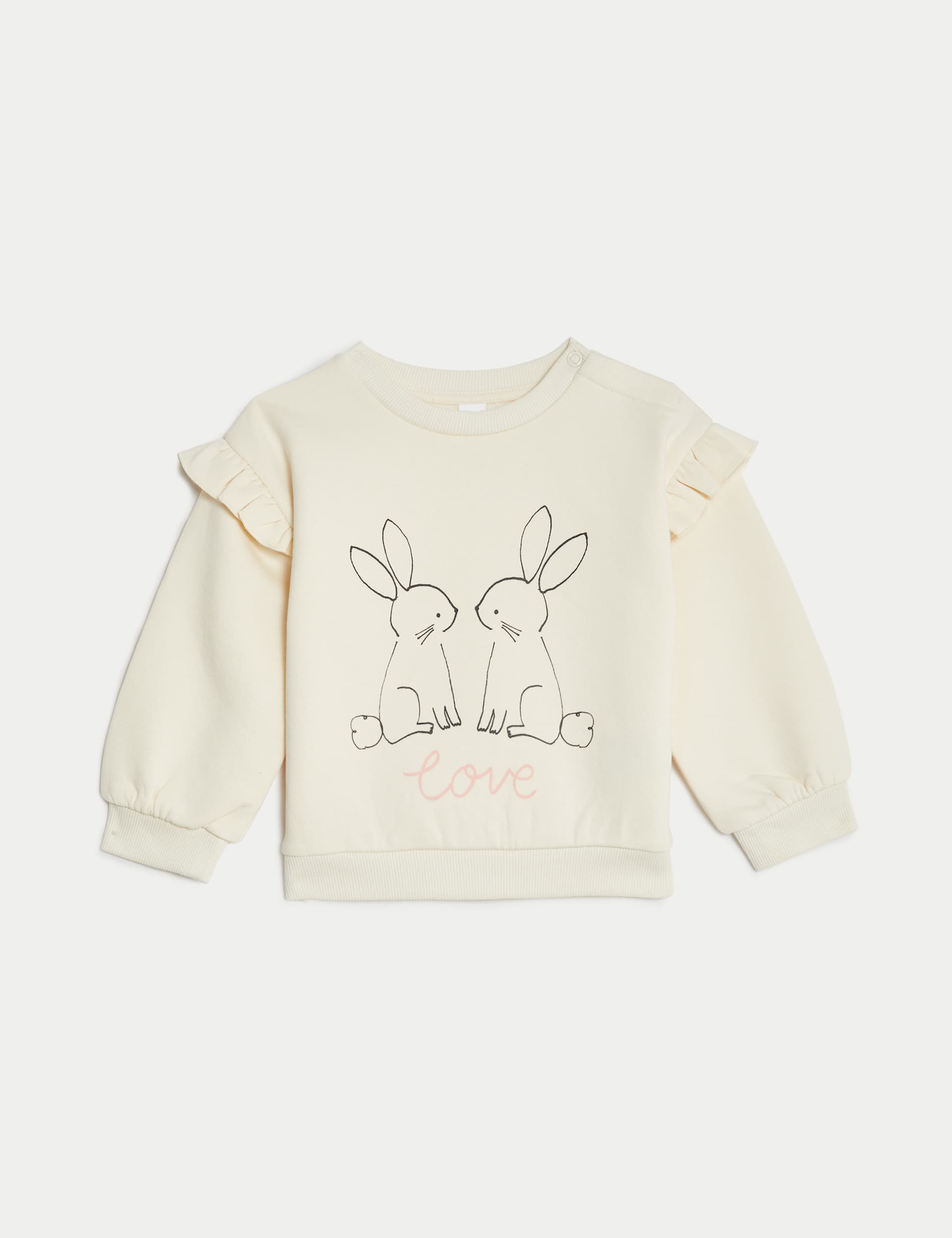 M&S Girls Cotton Rich Bunny Sweatshirt (0-3 Yrs) - 18-24 - Cream, Cream