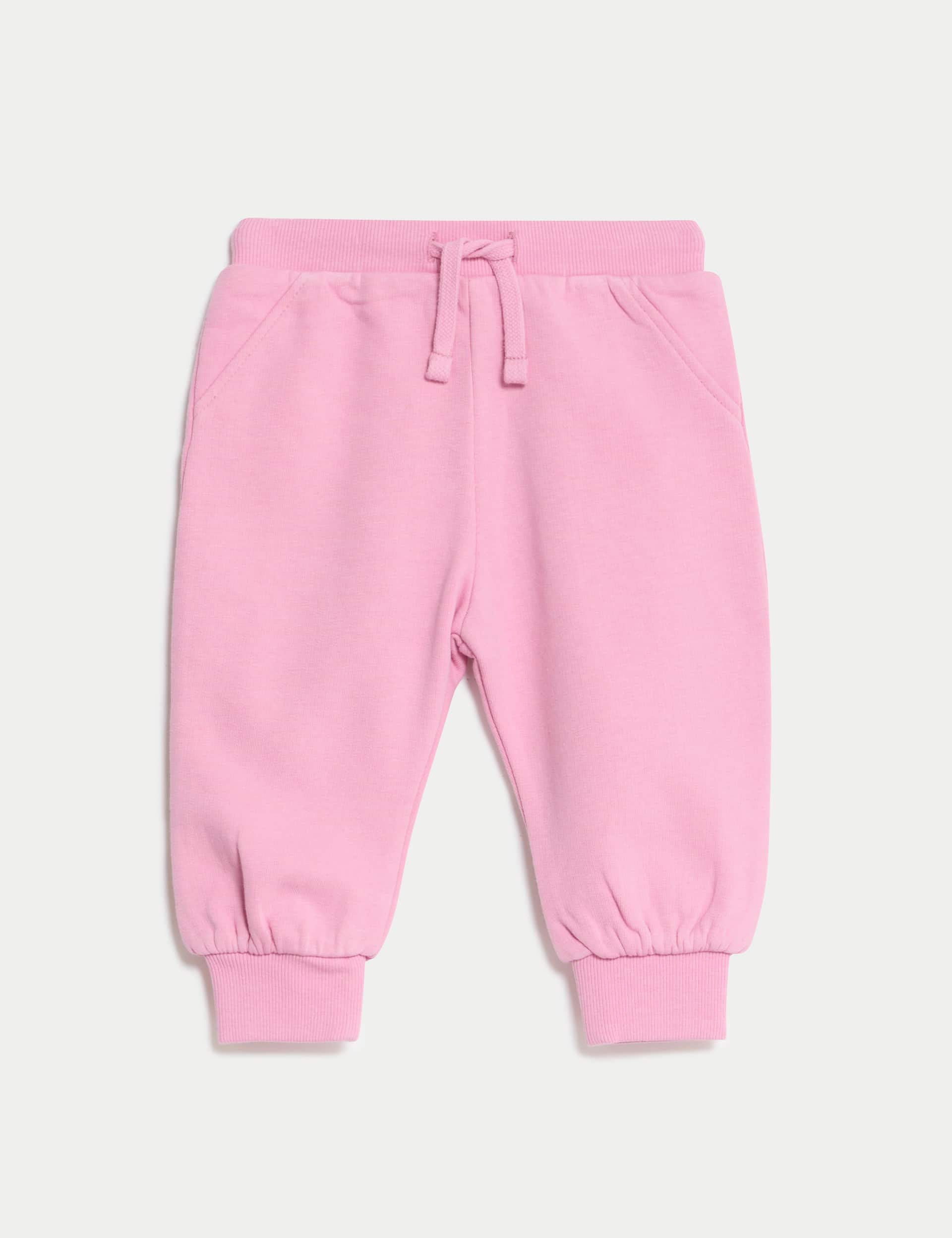 M&S Girls Cotton Rich Joggers (0-3 Yrs) - 18-24 - Rose, Blue,Rose