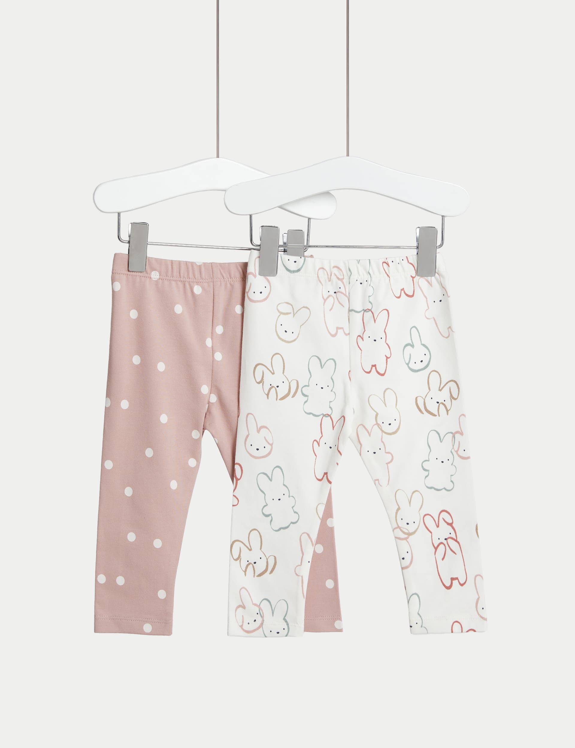 M&S Girls 2pk Cotton Rich Printed Leggings (0-3 Yrs) - 2-3Y - Multi, Multi