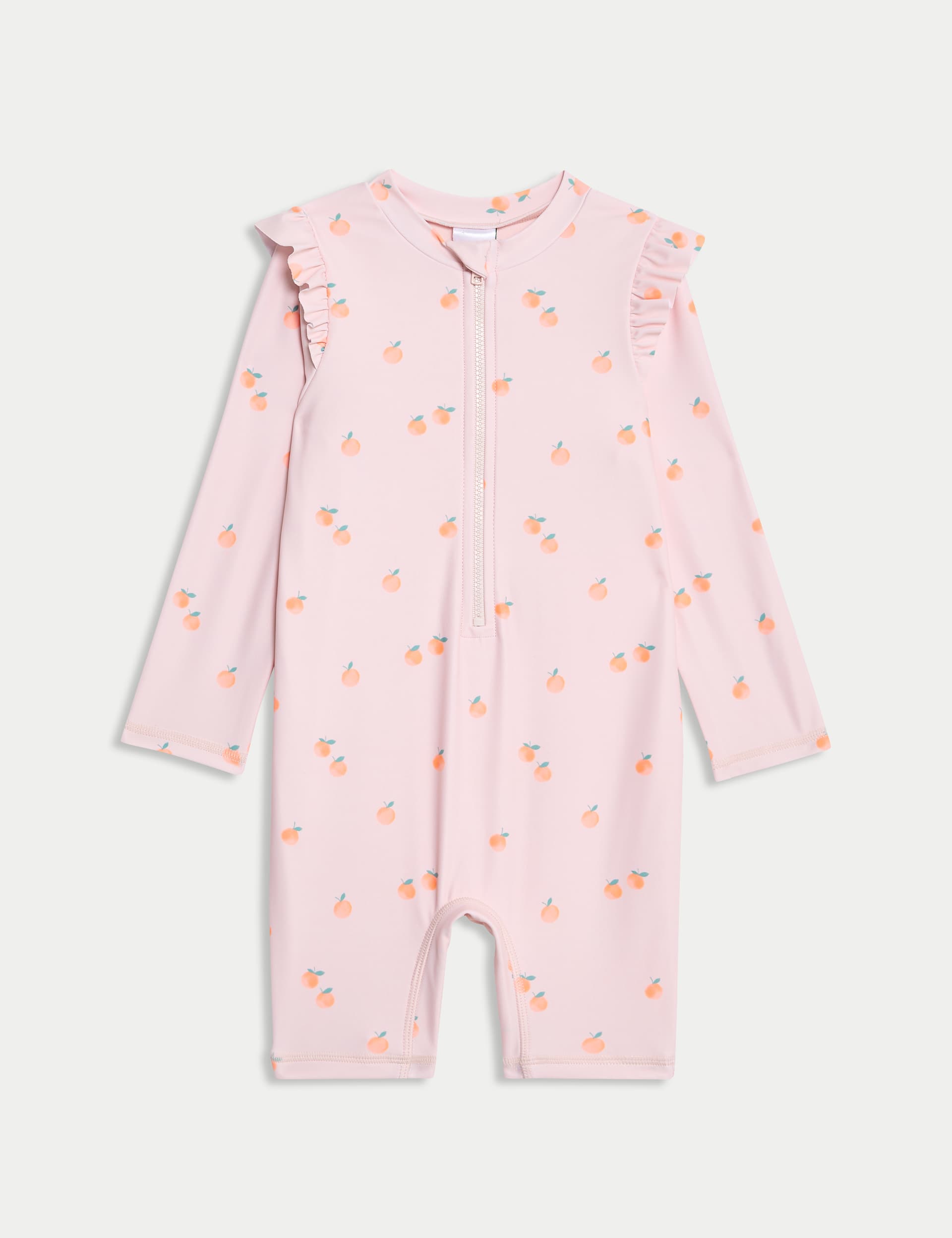 M&S Collection Girls Peach Print All in One Swimsuit (0-3 Yrs) - 18-24 - Pink Mix, Pink Mix