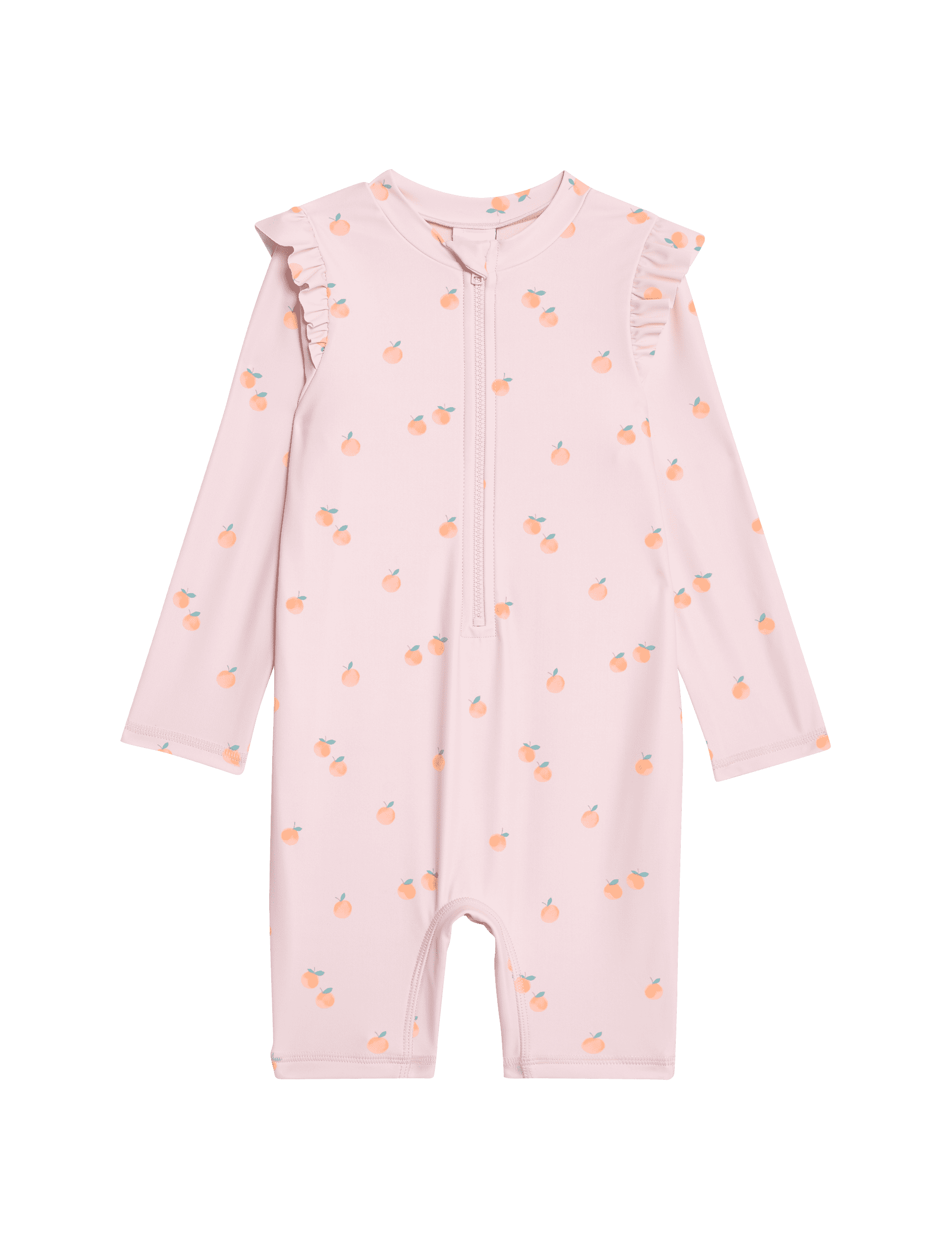 M&S Collection Girls Peach Print All in One Swimsuit (0-3 Yrs) - 2-3Y - Pink Mix, Pink Mix