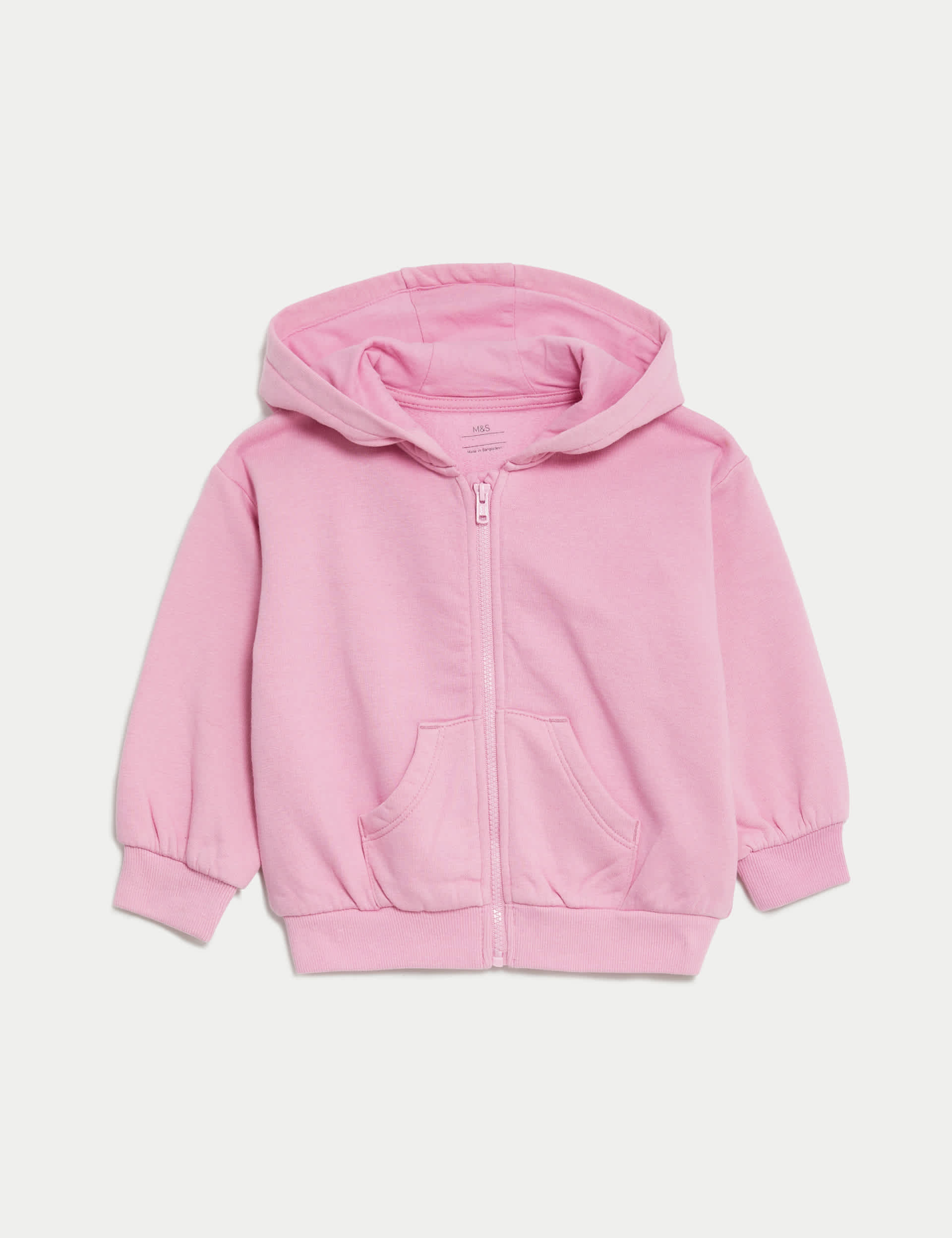 M&S Girls Cotton Rich Hoodie (0-3 Yrs) - 12-18 - Pink, Pink,Blue