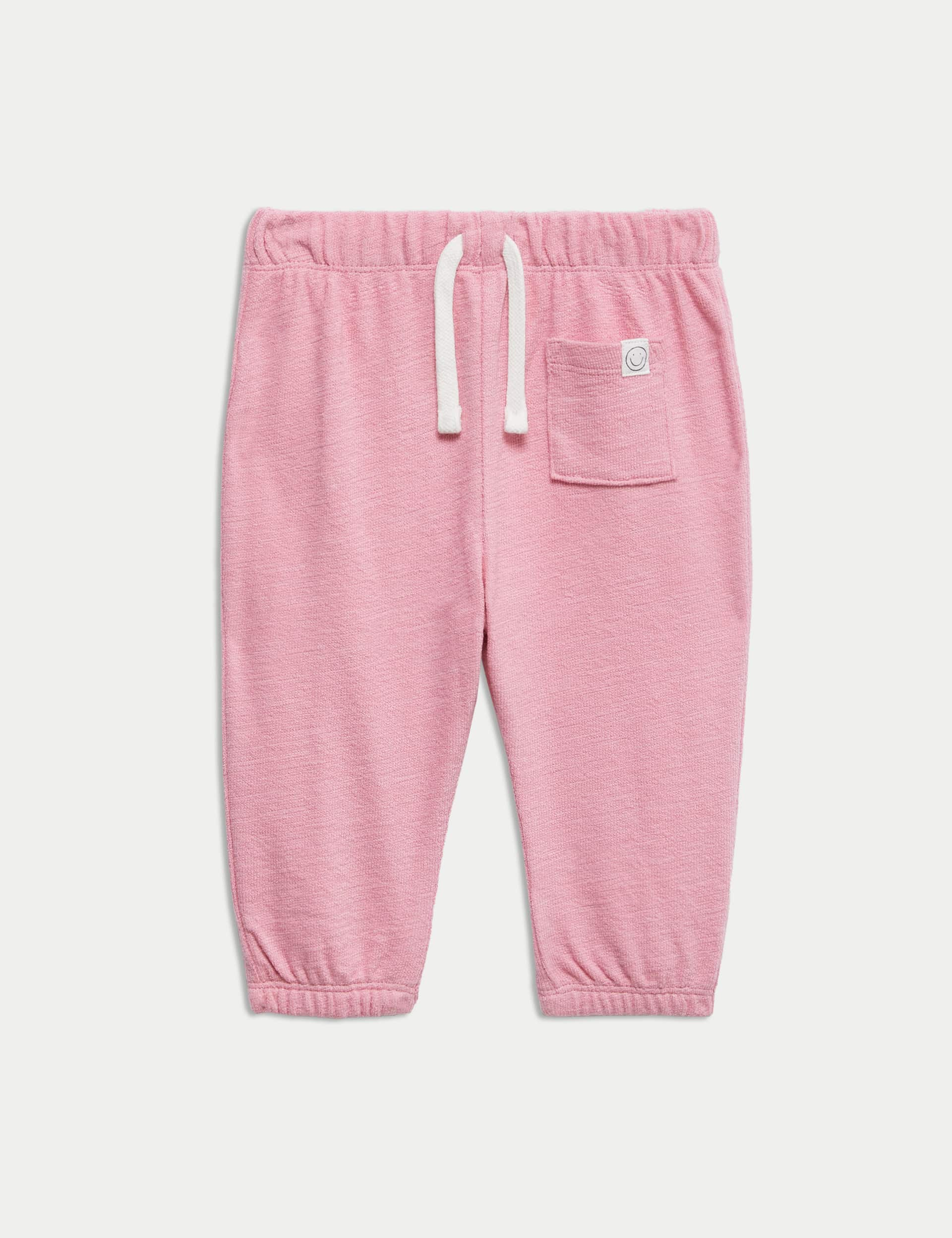 M&S Collection Girls Pure Cotton Joggers (0-6 Yrs) - 5-6Y - Pink, Pink