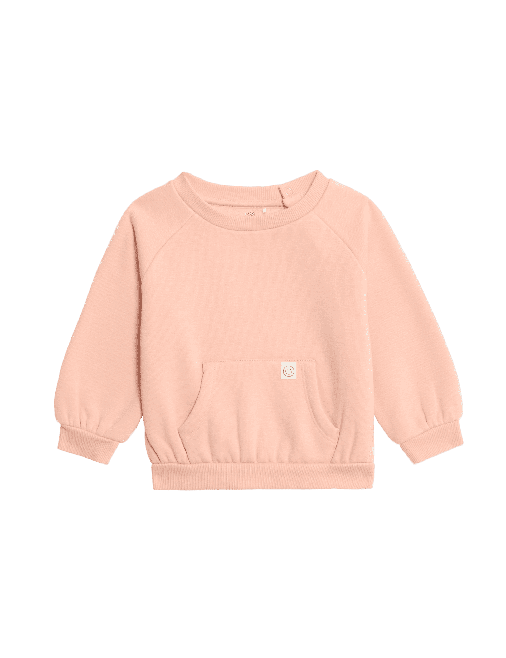 M&S Collection Girls Cotton Blend Fleece Lined Sweatshirt (0-3 Yrs) - 12-18 - Blush, Blush