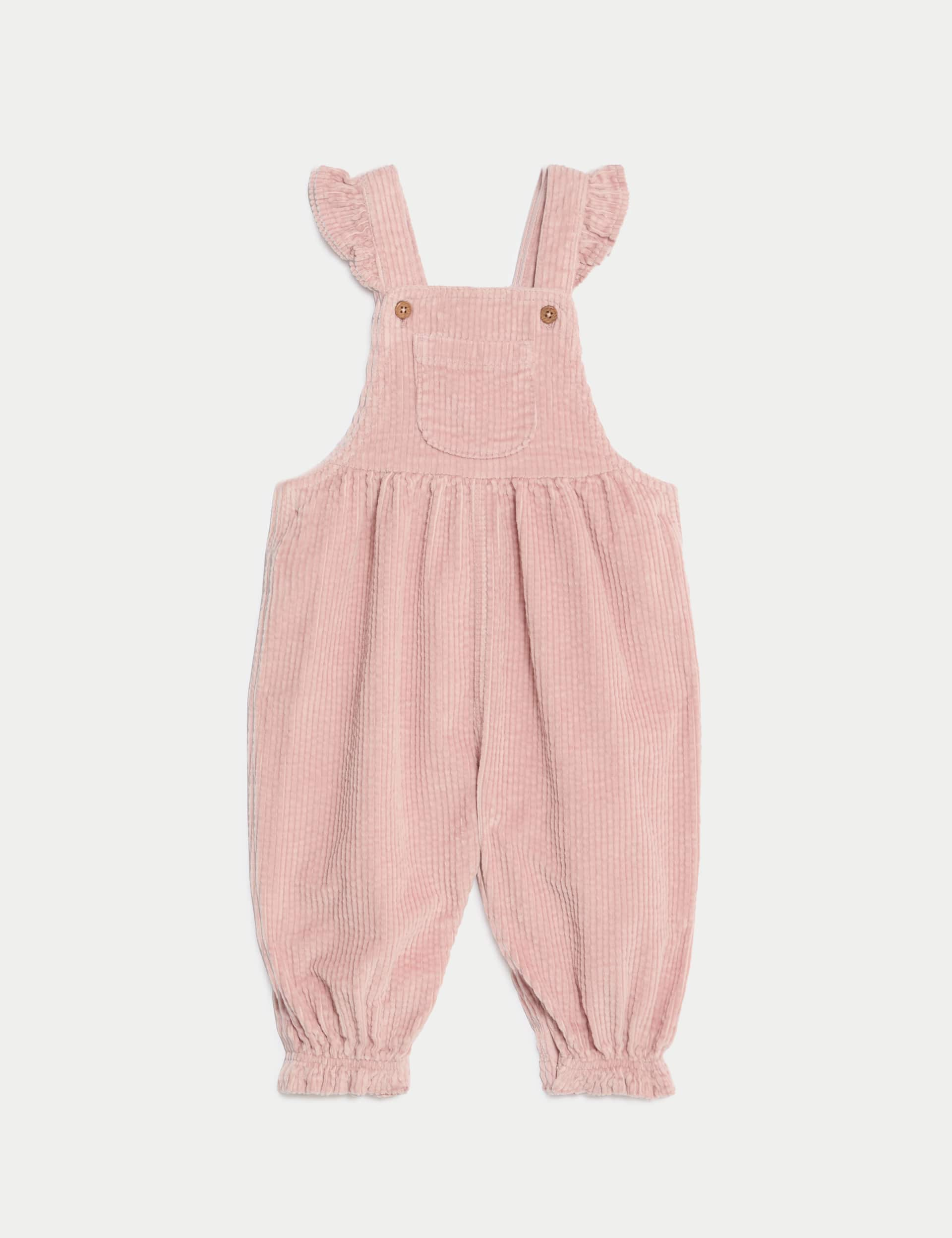 M&S Girls Cord Dungarees (0-3 Yrs) - 2-3Y - Pink, Pink,Green