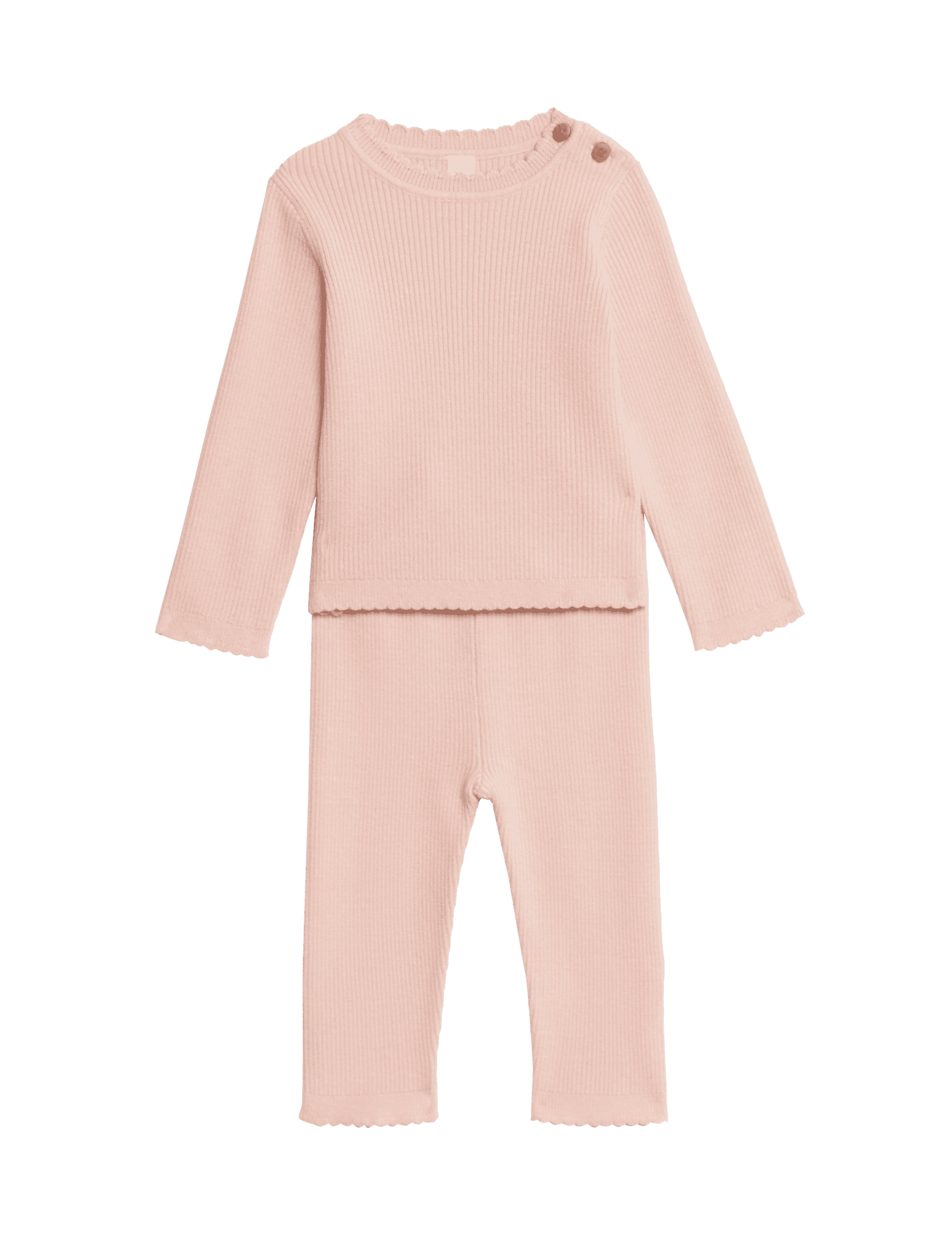 M&S Collection Girls 2pc Knitted Top & Bottom Outfit (0-3 Yrs) - 12-18 - Pink, Pink