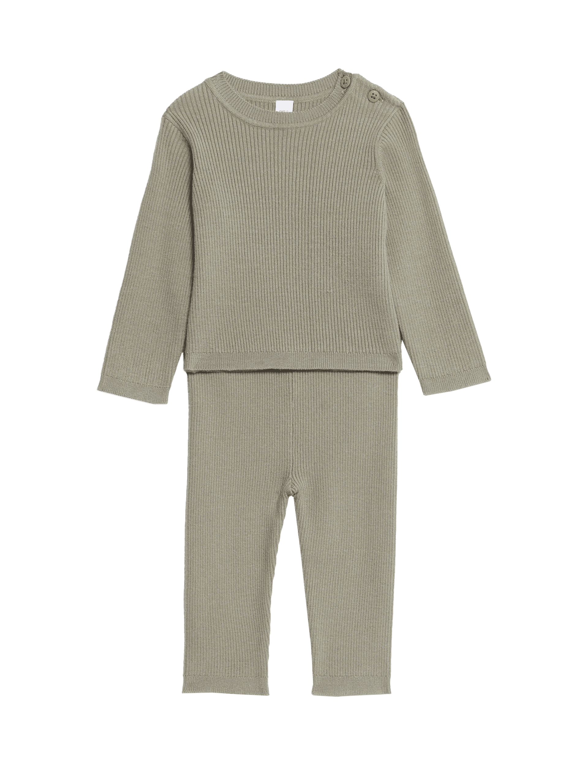 M&S Collection Girls 2pc Knitted Top & Bottom Outfit (0-3 Yrs) - 12-18 - Green, Green