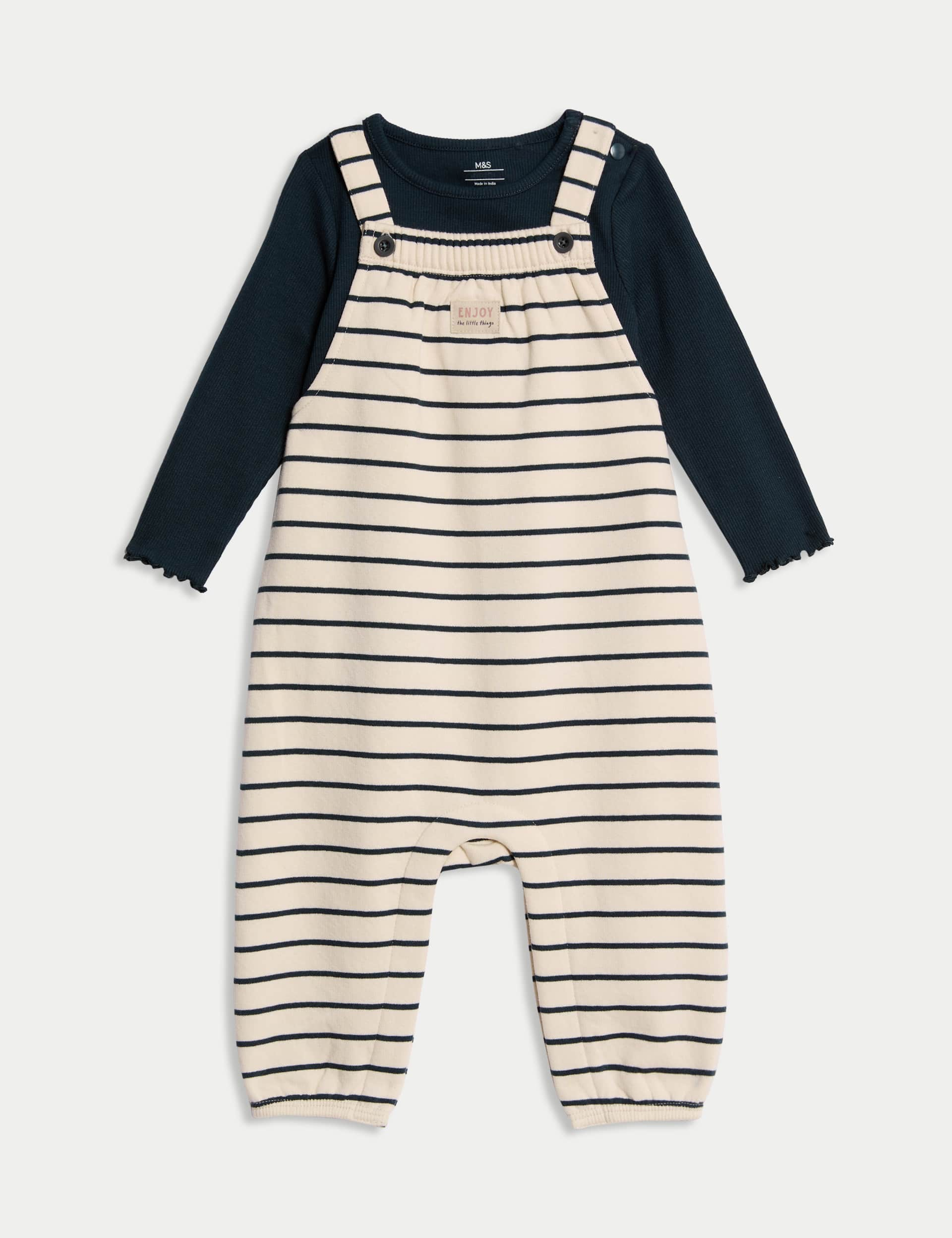 M&S Collection Girls 2pc Cotton Rich Top & Bottom Outfit (0-3 Yrs) - 12-18 - Calico Mix, Calico Mix