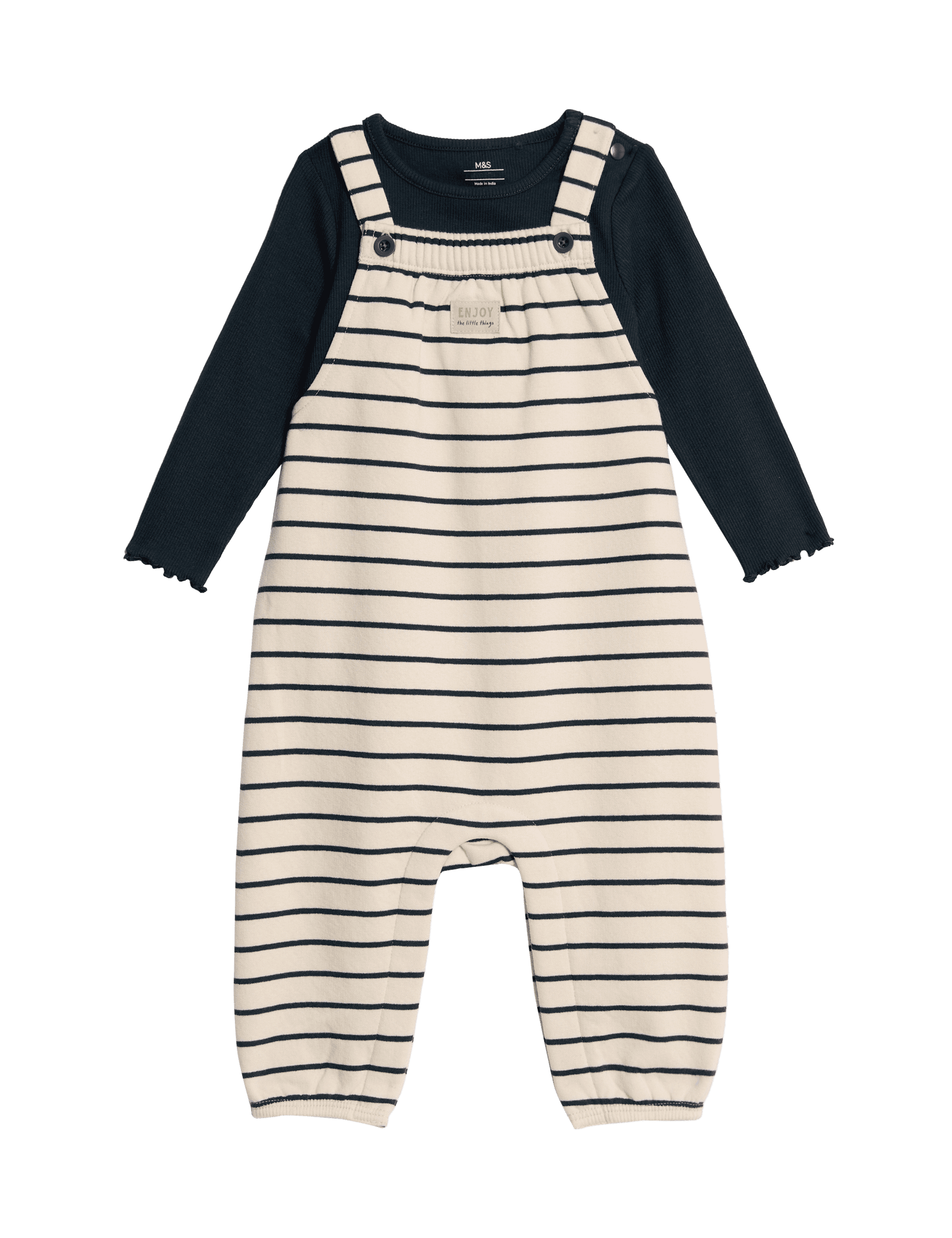 M&S Collection Girls 2pc Cotton Rich Top & Bottom Outfit (0-3 Yrs) - 12-18 - Calico Mix, Calico Mix